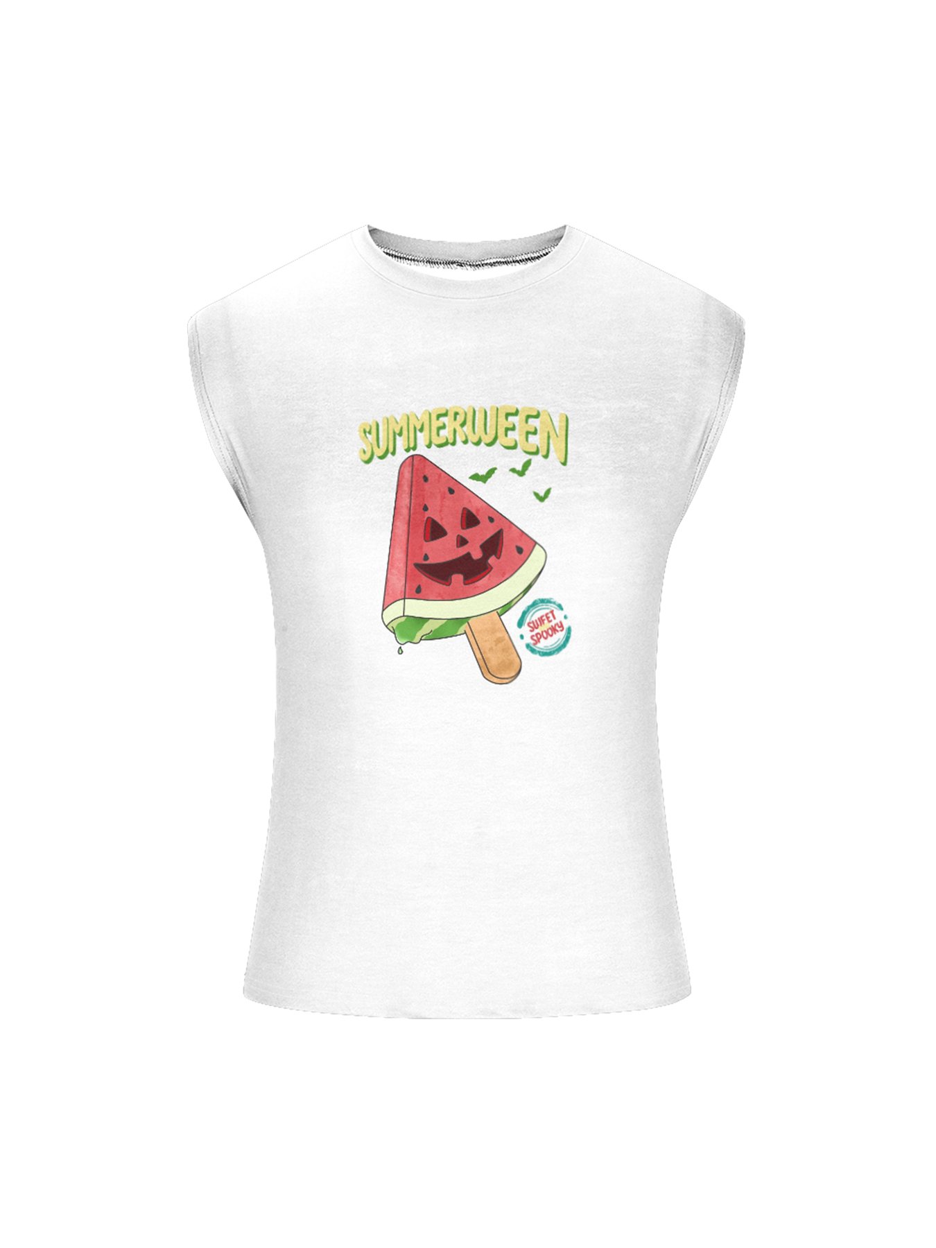 Hardaddy X Kimprut Imut Mens Crewneck Tank Tops Halloween Watermelon Beach Sleeveless Shirt