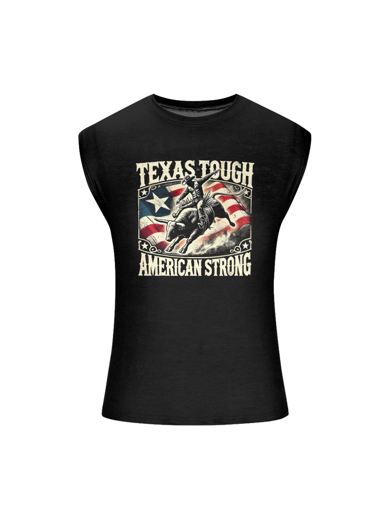 Mens Crewneck Tank Tops American Flag Western Rodeo Beach Sleeveless Shirt