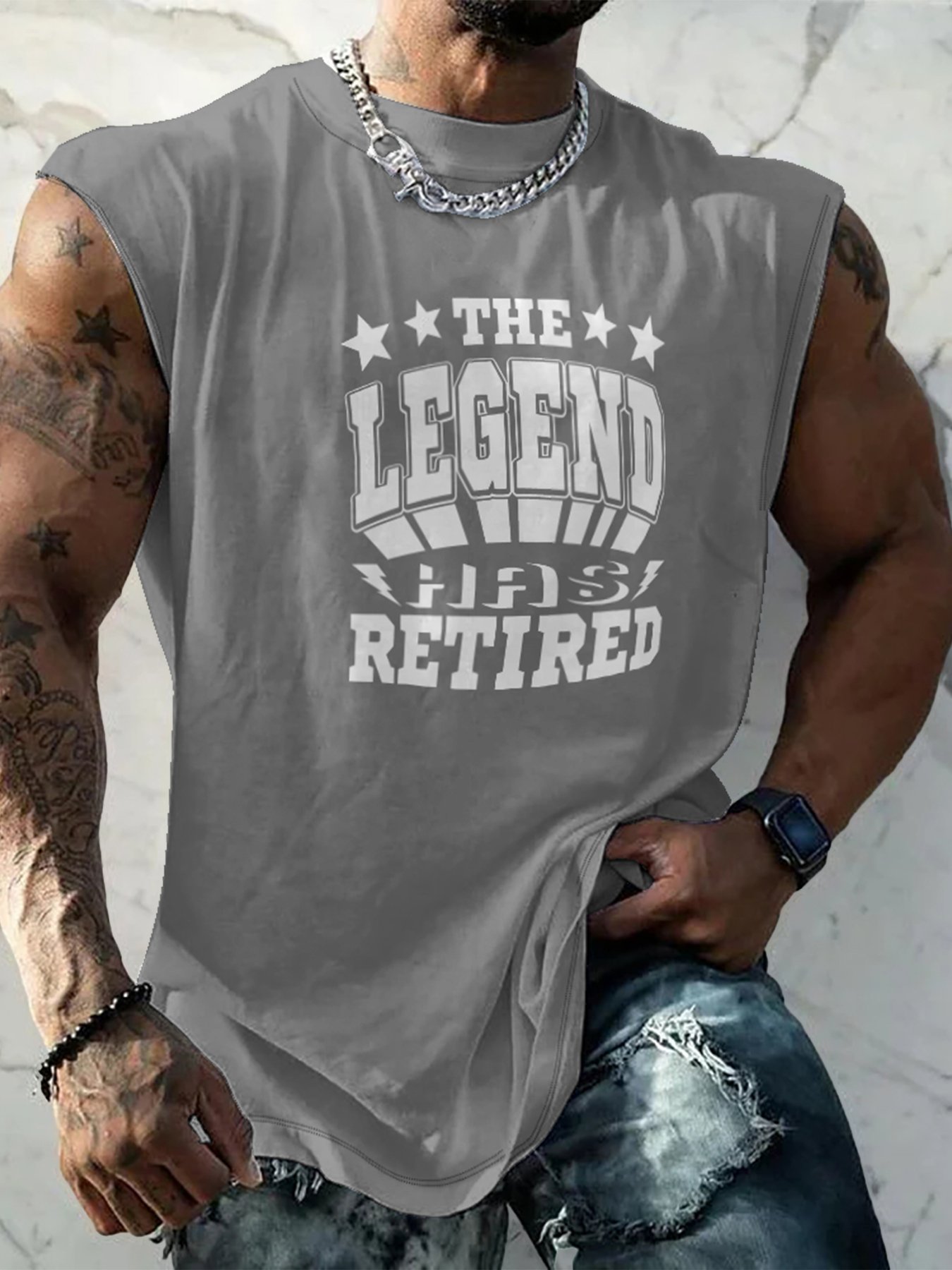 Mens Crewneck Tank Tops The Legend Has Retired Beach Sleeveless Shirt