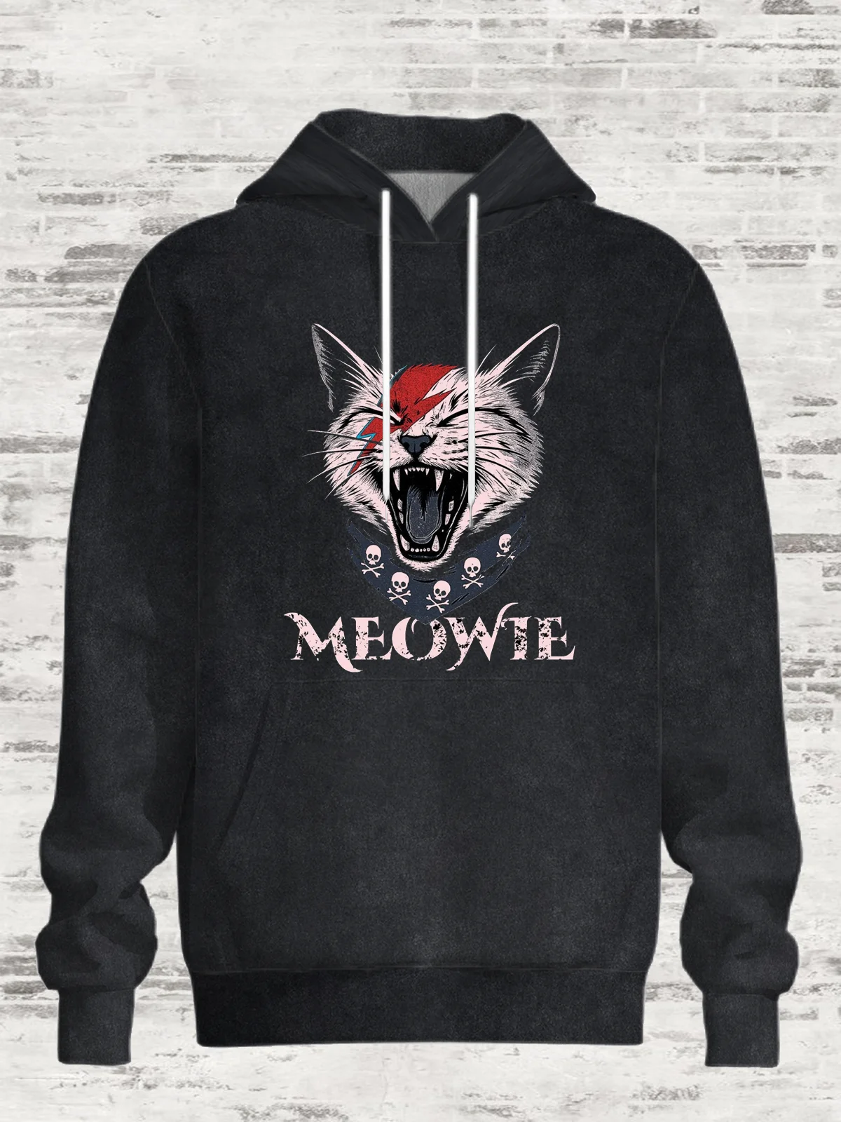 Retro Rock Music Cat Casual Hoodie Sweatshirt