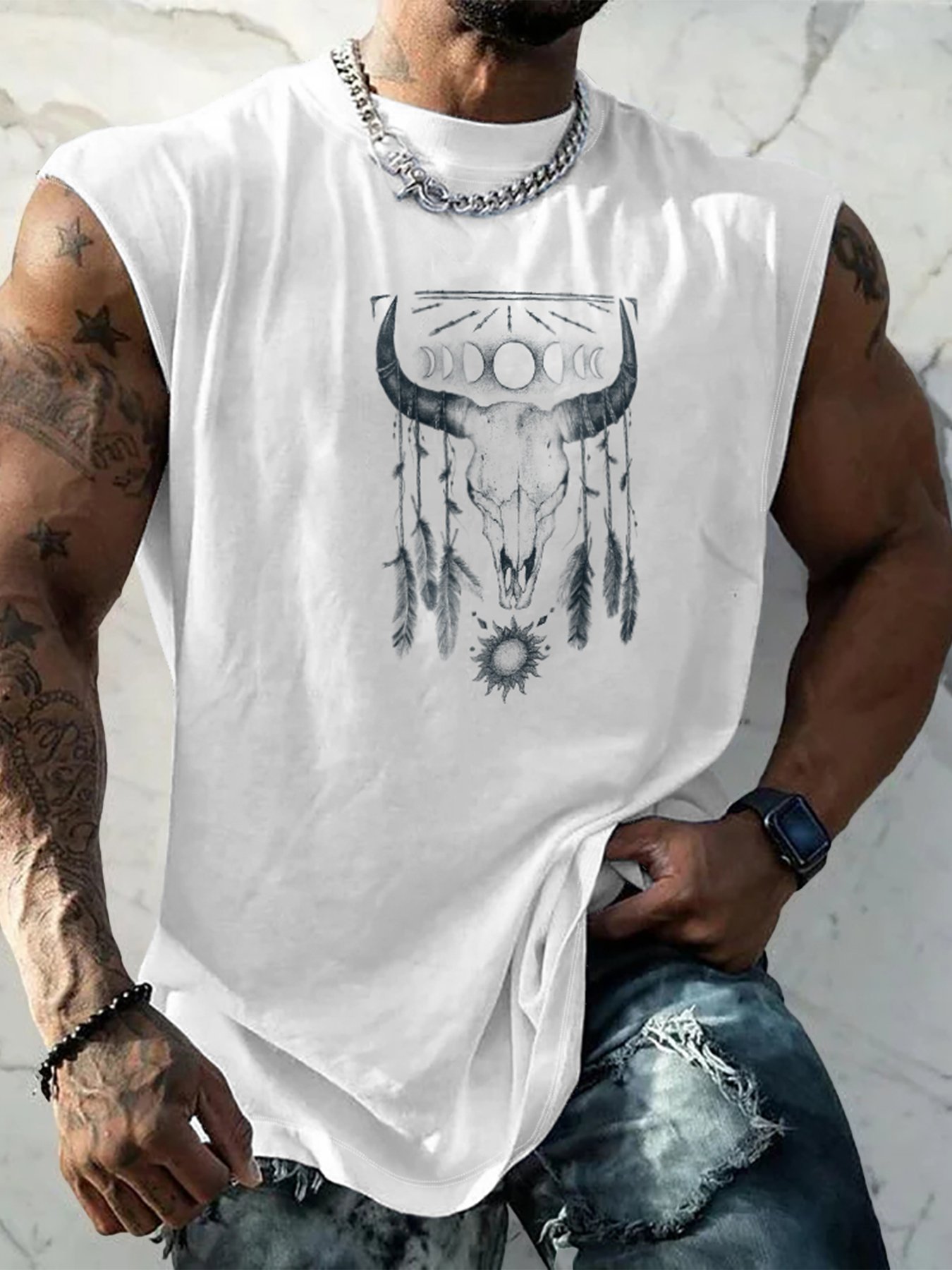 Hardaddy X Mikekoubou Mens Crewneck Tank Tops Rodeo Beach Sleeveless Shirt