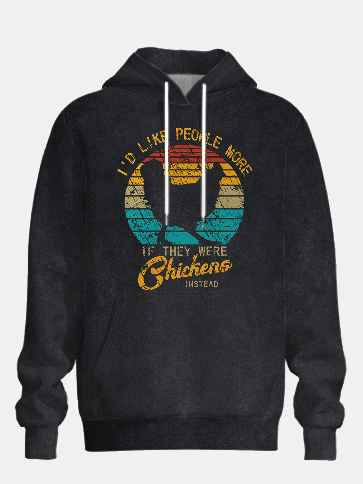 Retro Text Slogan Chicken Casual Hoodie Sweatshirt
