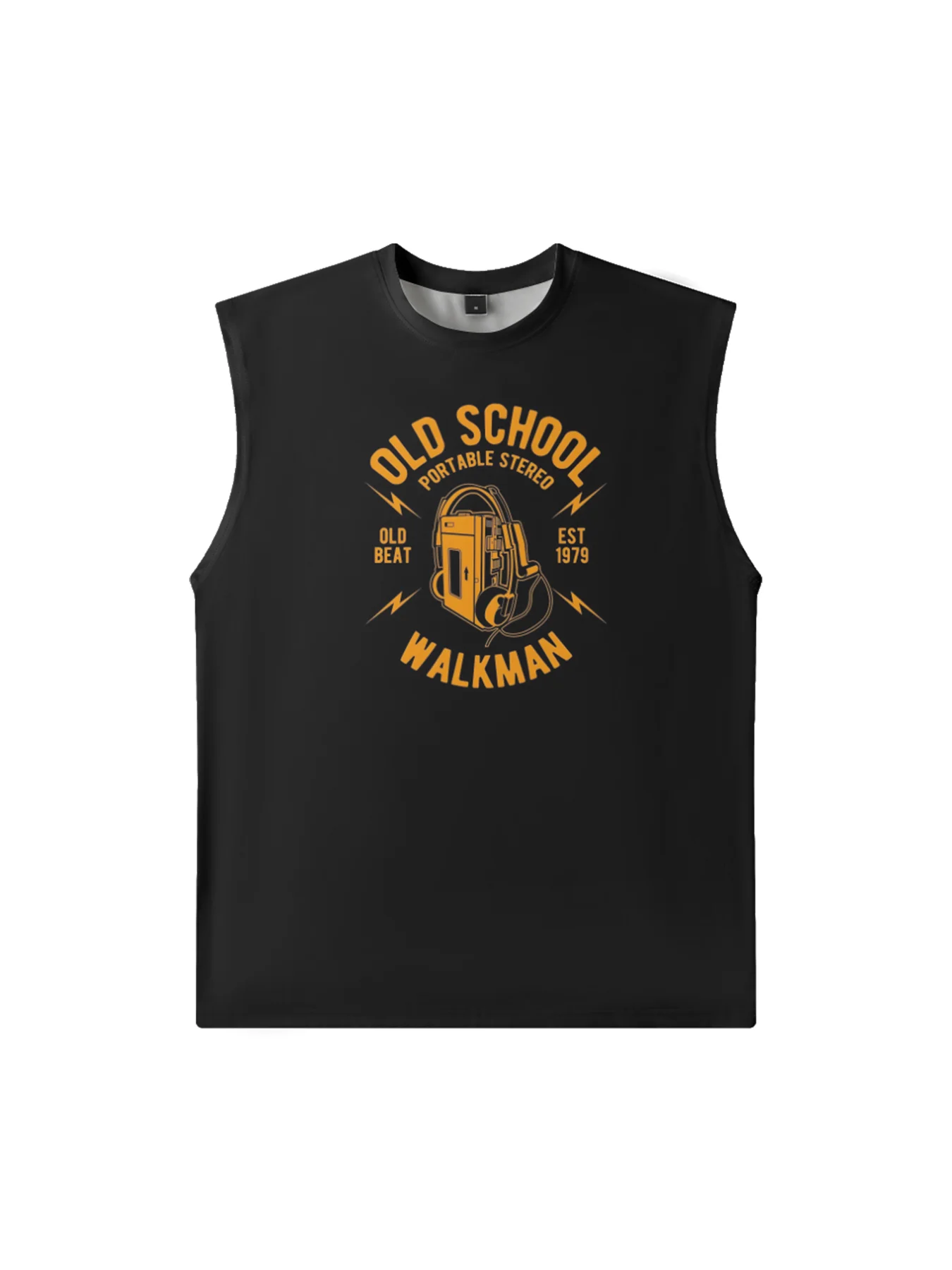 Mens Crewneck Tank Tops Old School Walkman Beach Sleeveless Shirt