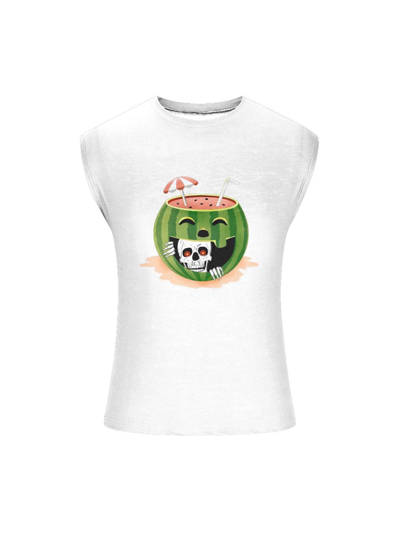 Hardaddy X Kimprut Imut Mens Crewneck Tank Tops Halloween Watermelon Cocktail Beach Sleeveless Shirt