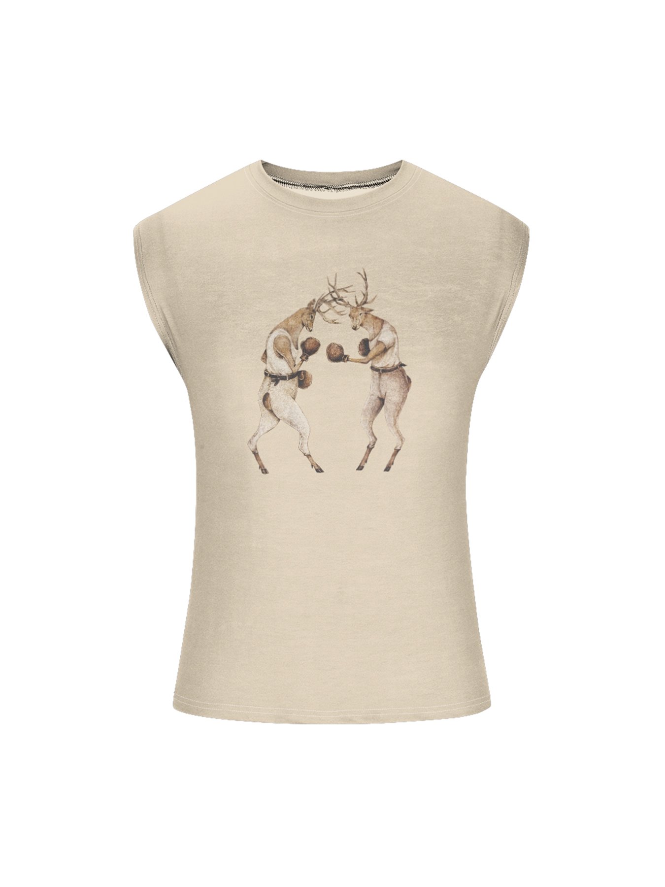 Hardaddy X Mikekoubou Mens Crewneck Tank Tops Reindeer Boxing Beach Sleeveless Shirt