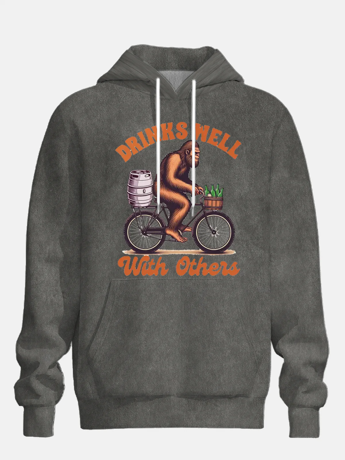 Retro Text Slogan Beer Bigfoot Casual Hoodie Sweatshirt