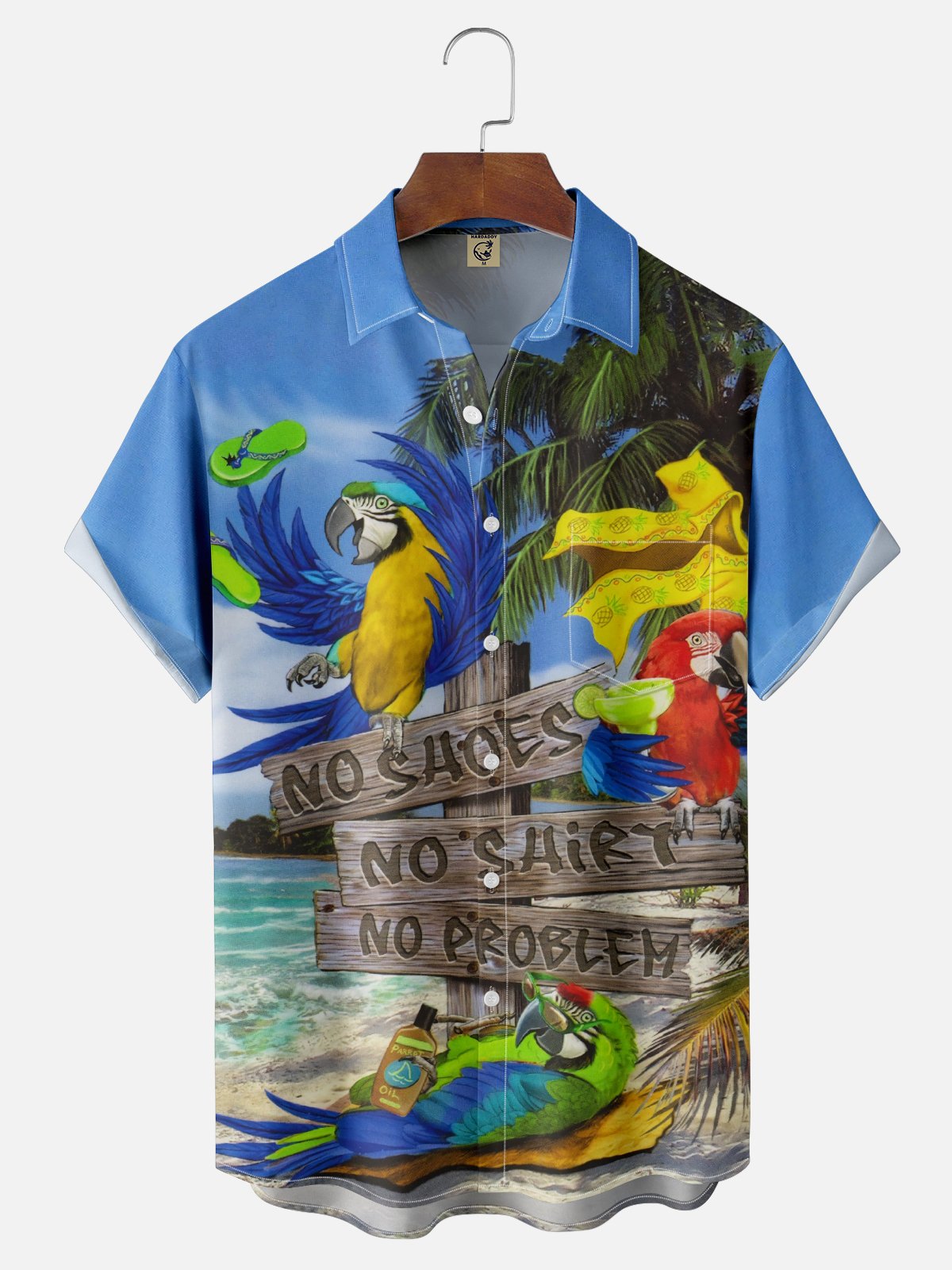 Hardaddy Parrots Chest Pocket Short Sleeve Hawaiian Shirt