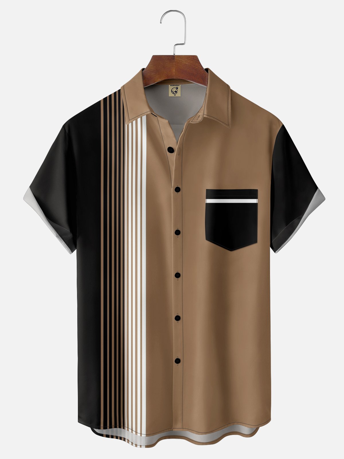 Retro Strips Graphics Short Sleeve Casual Men's Shirt