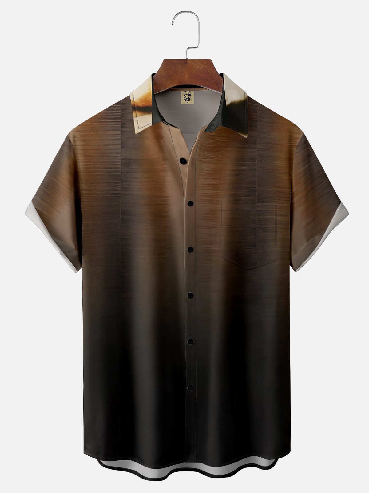 Gradient Texture Chest Pocket Short Sleeve Casual Shirt