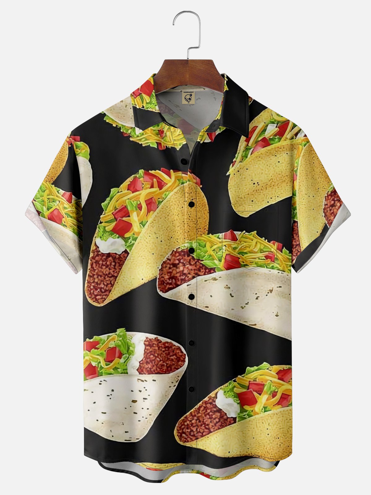 Hardaddy Food Print Chest Pocket Short Sleeve Shirt
