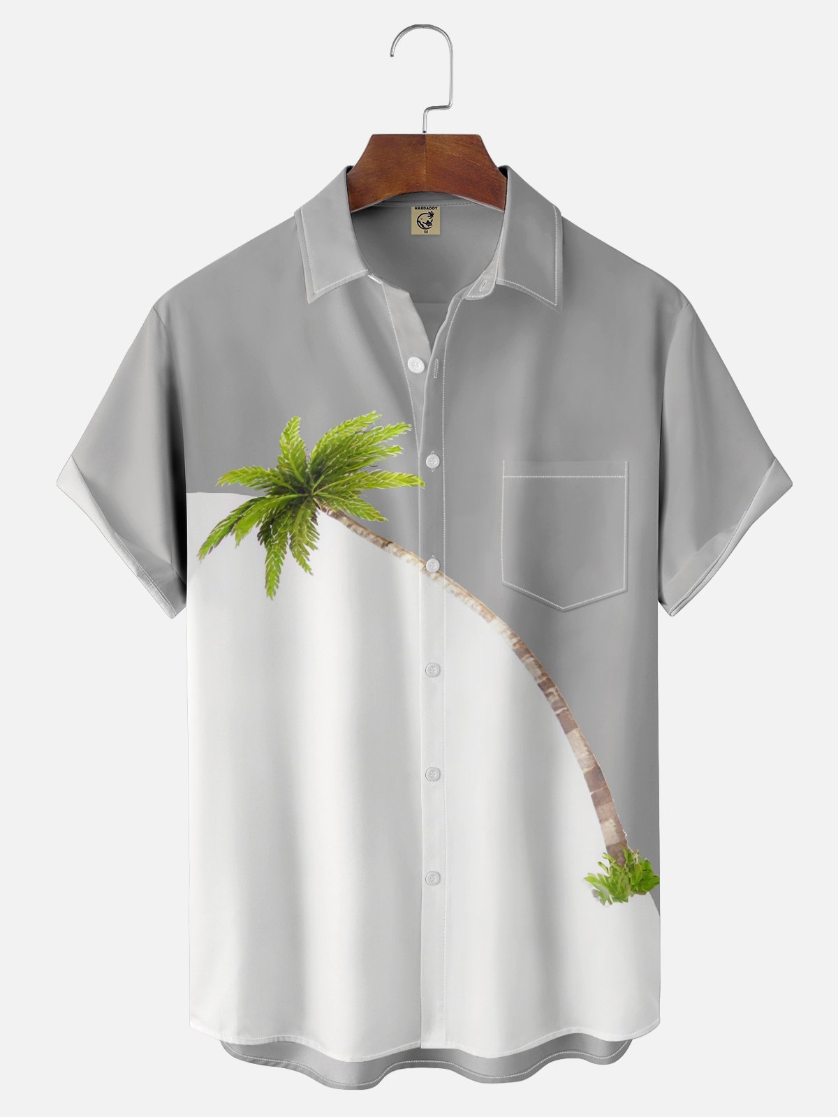 Men's Contrast Palm Tree Print Shirt