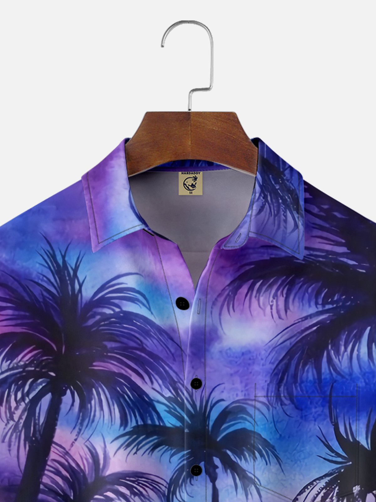 Mens Coconut Tree Sunset Print Casual Breathable Chest Pocket Short Sleeve Hawaiian Shirt