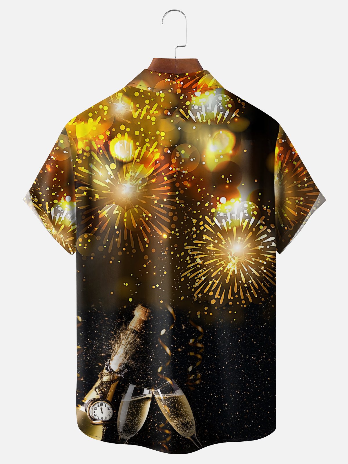 Hardaddy New Year Champagne Chest Pocket Short Sleeve Shirt