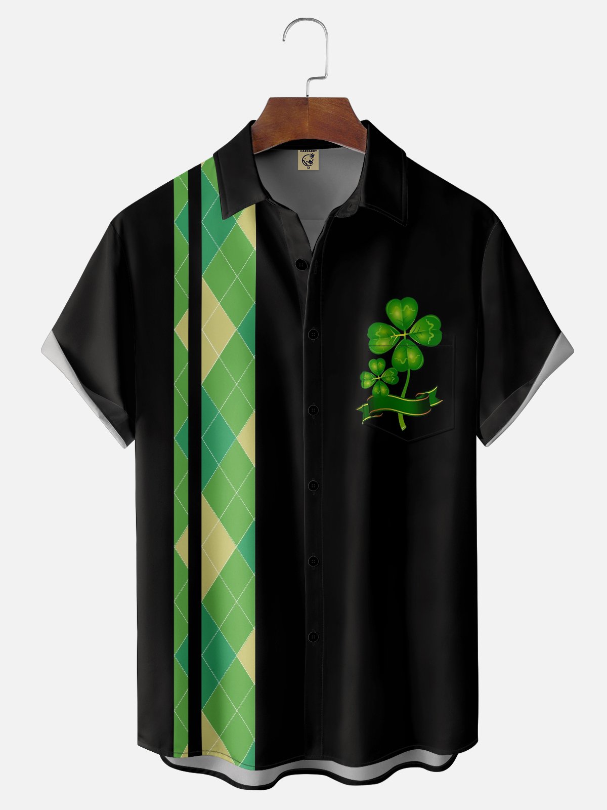 Four Leaf Clover Graphic Short Sleeve Casual Men's Shirt