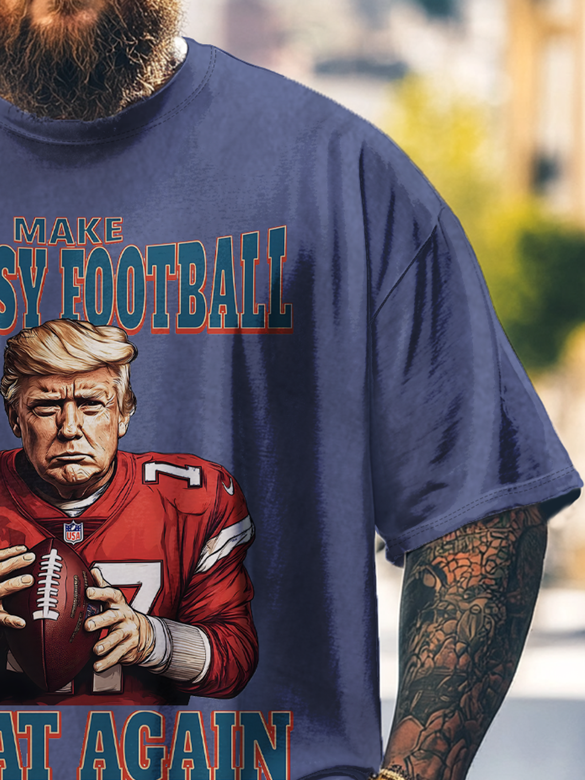Big Size Men's Trump "Make Fantasy Football Great Again" Loose T-shirt