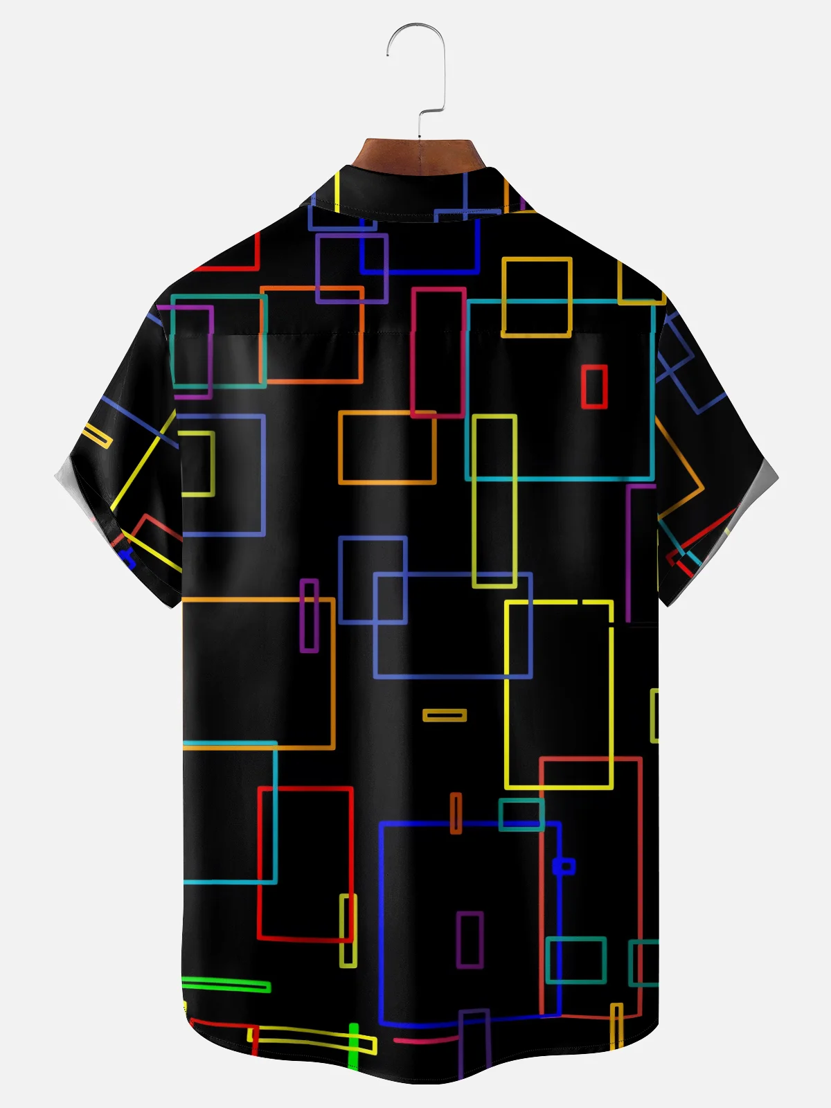 Hardaddy Men's Rainbow Line Print Casual Short Sleeve Hawaiian Shirt