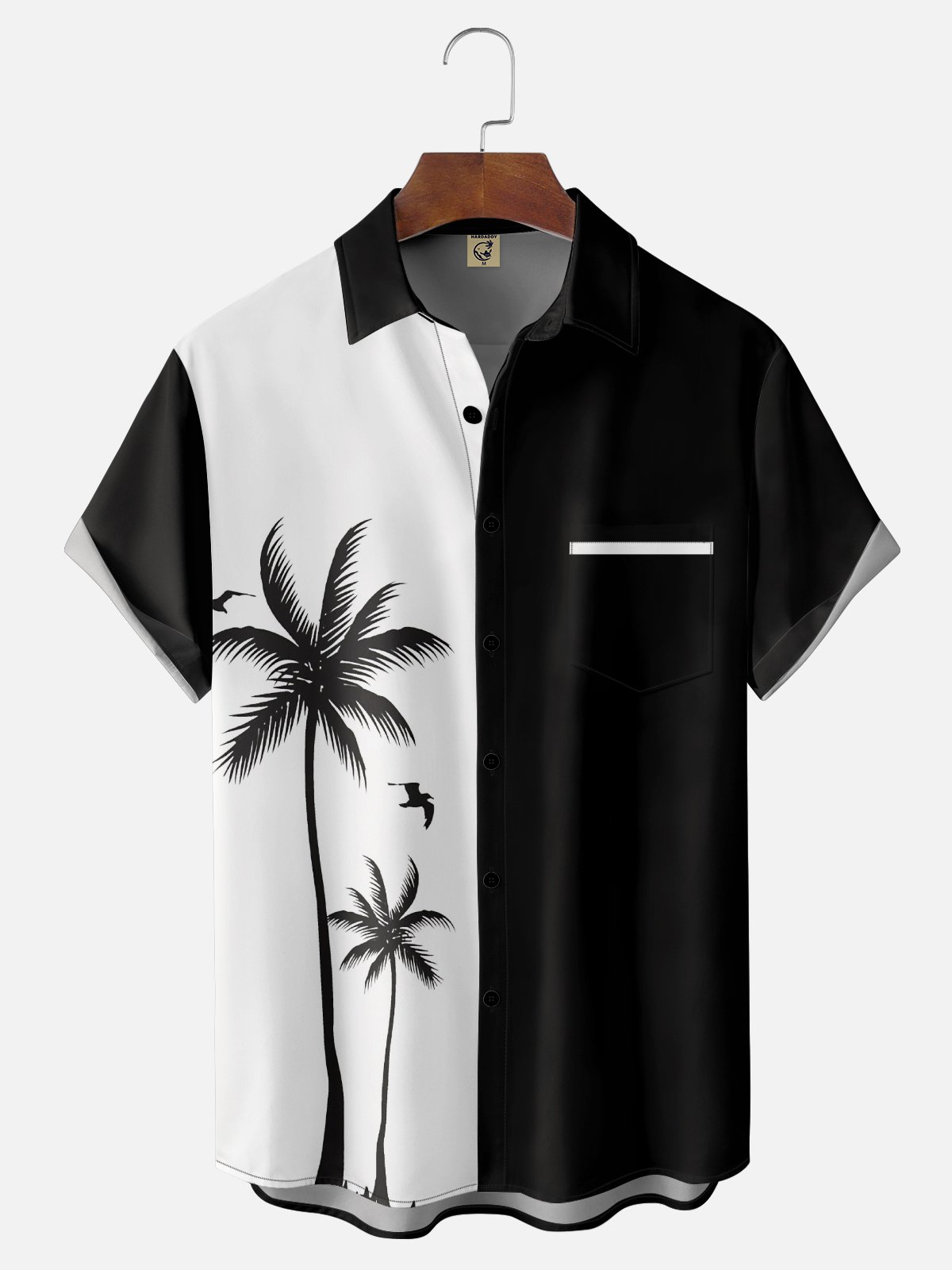 Hardaddy Resort Style Hawaiian Series Coconut Tree Element Lapel Short-Sleeved Printed Shirt Top