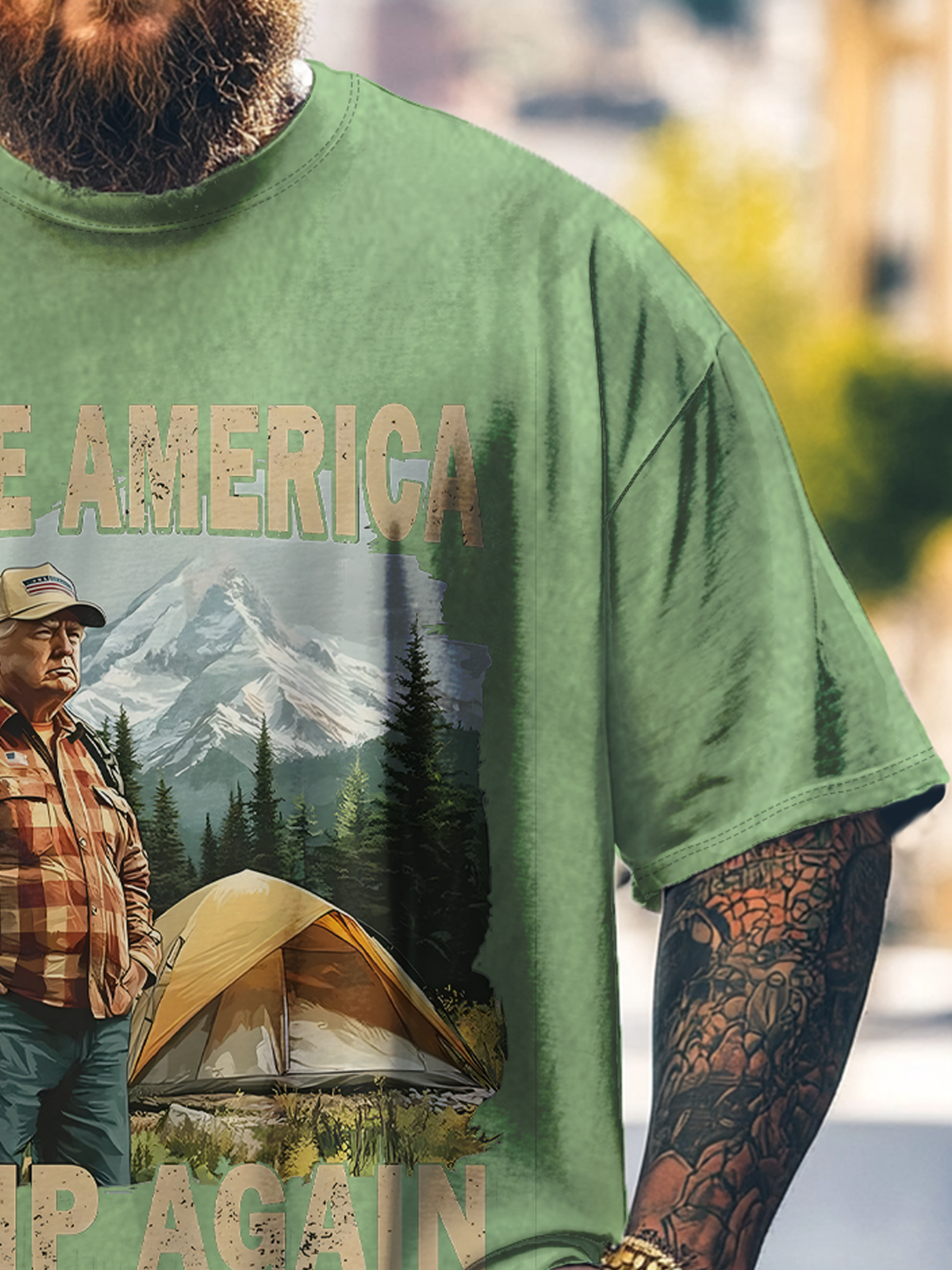 Big Size Men's Trump "Make America Camp Again" Loose T-shirt