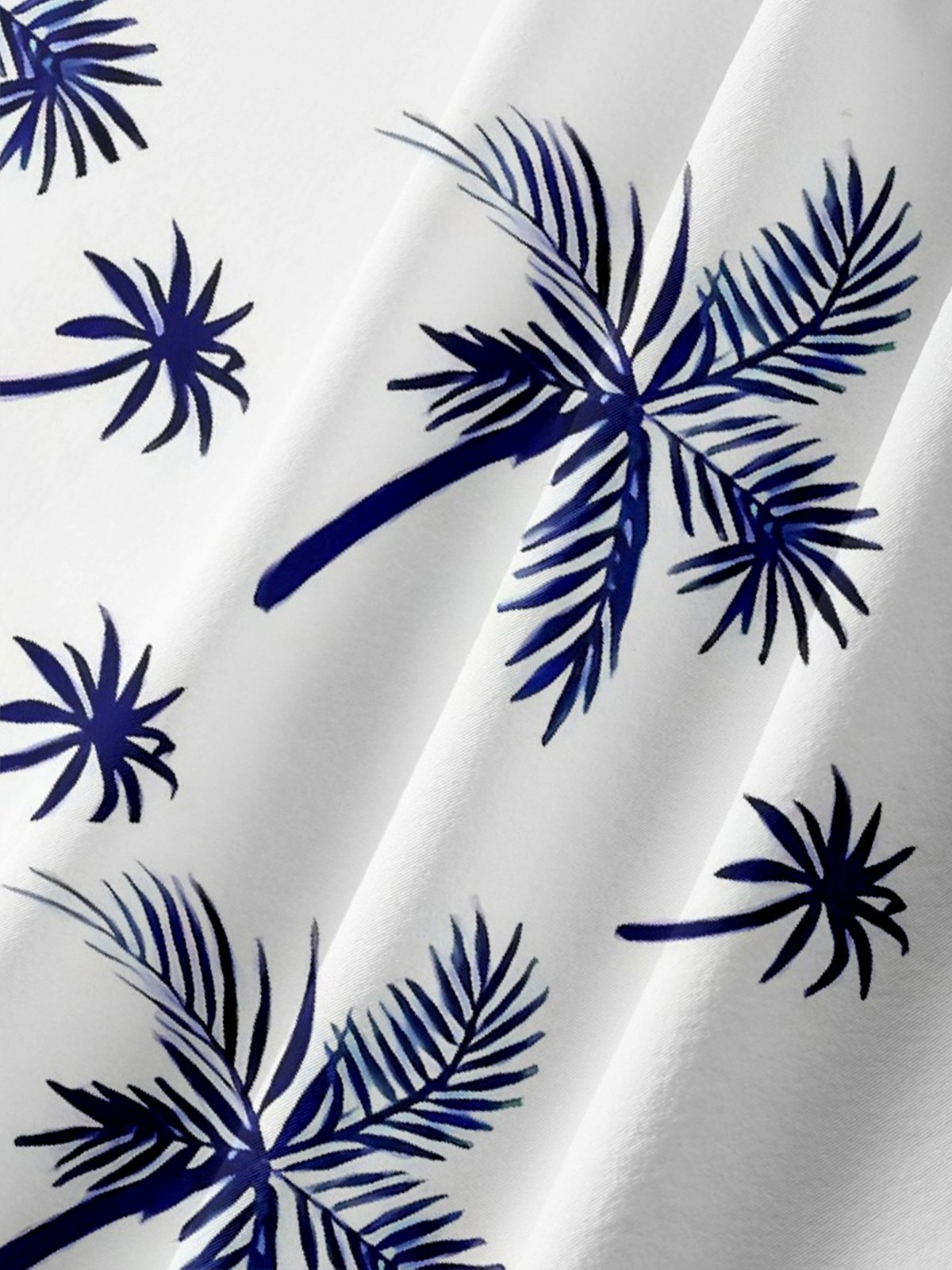 Mens Tropical Leaves Print Loose Chest Pocket Short Sleeve Hawaiian Shirt