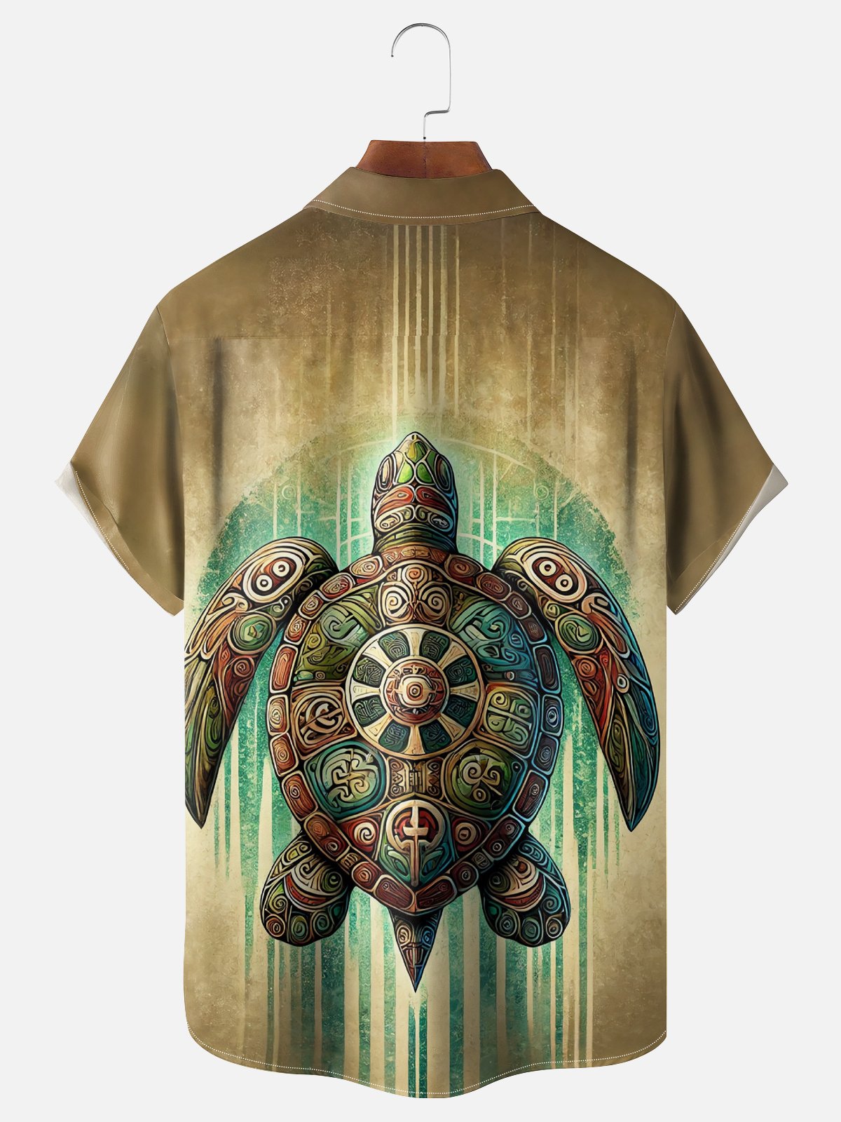 Moisture-wicking Fun Turtle Art Chest Pocket Hawaiian Shirt