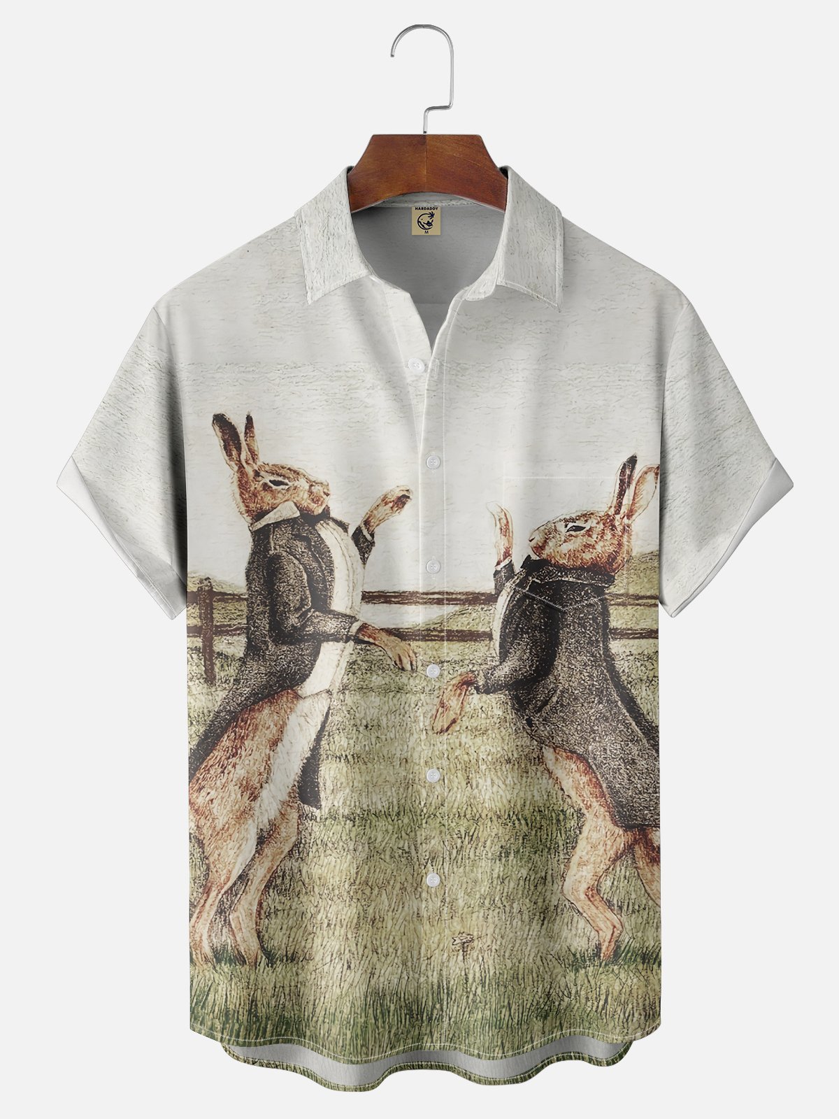 Hardaddy x Mikekoubou Moisture-wicking Funny Bunny Mr. Chest Pocket Hawaiian Shirt