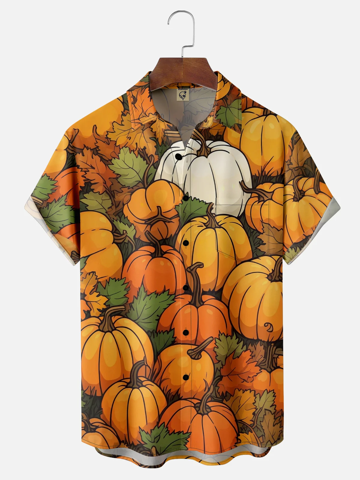Moisture-wicking Autumn Harvest Pumpkin Chest Pocket Casual Shirt