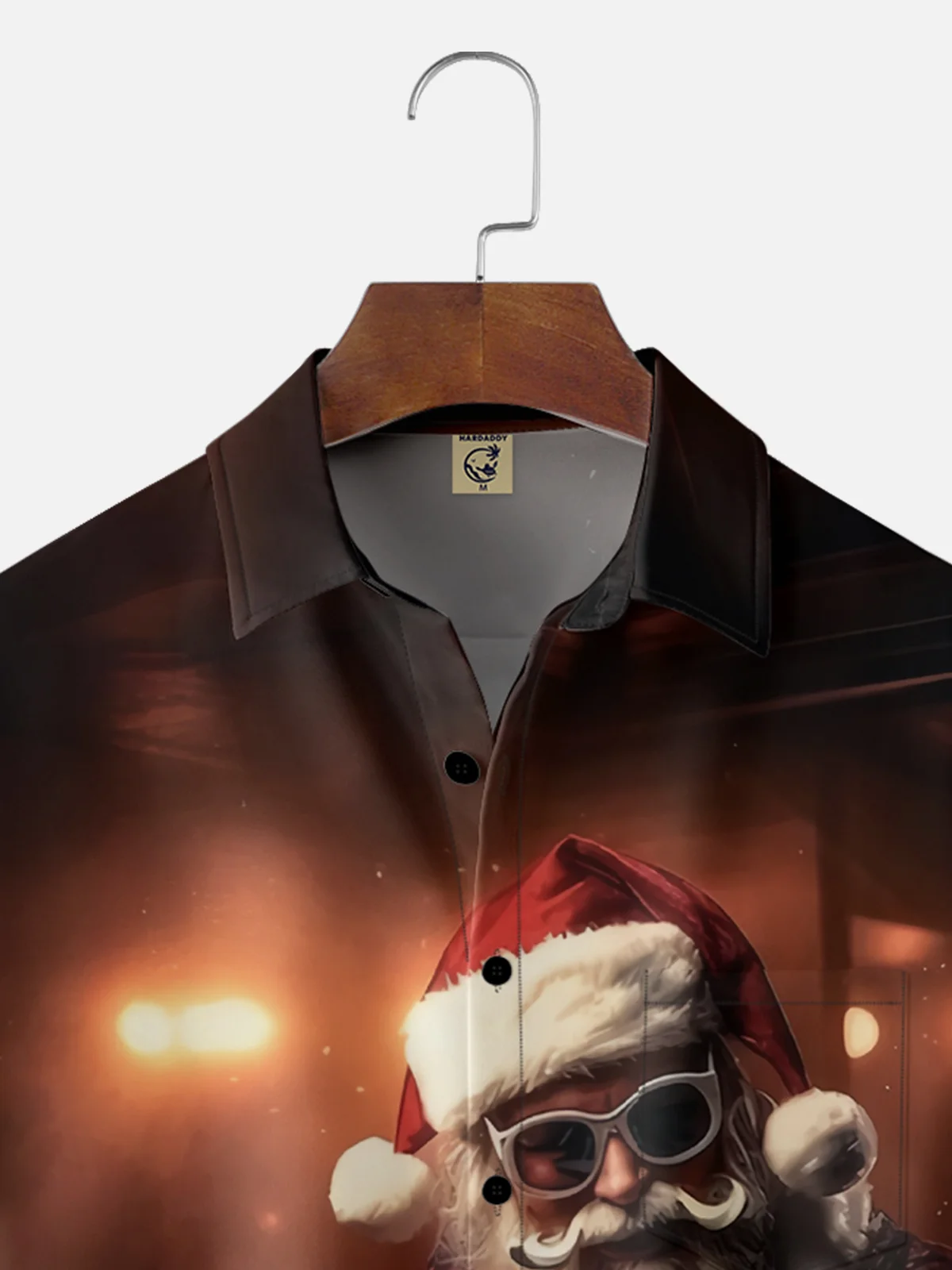Moisture-wicking Fun Santa Music Festival Christmas Chest Pocket Casual Shirt