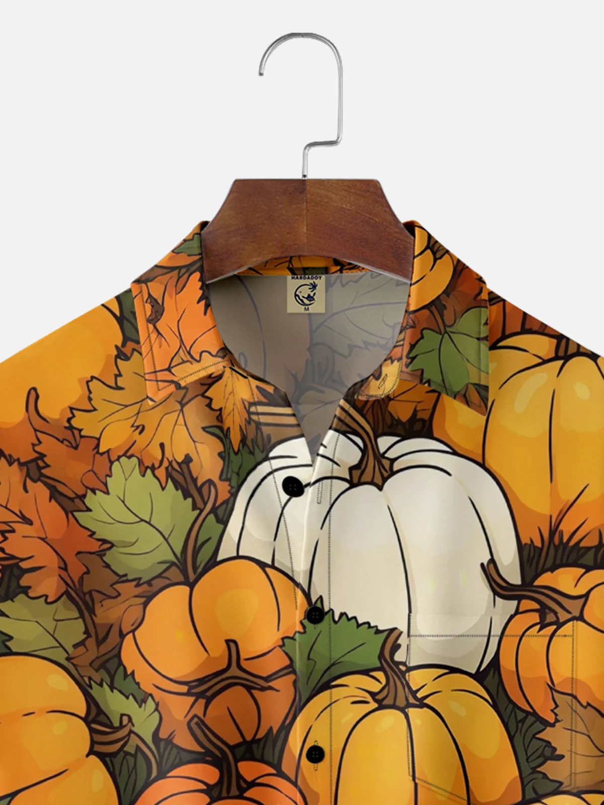Moisture-wicking Autumn Harvest Pumpkin Chest Pocket Casual Shirt