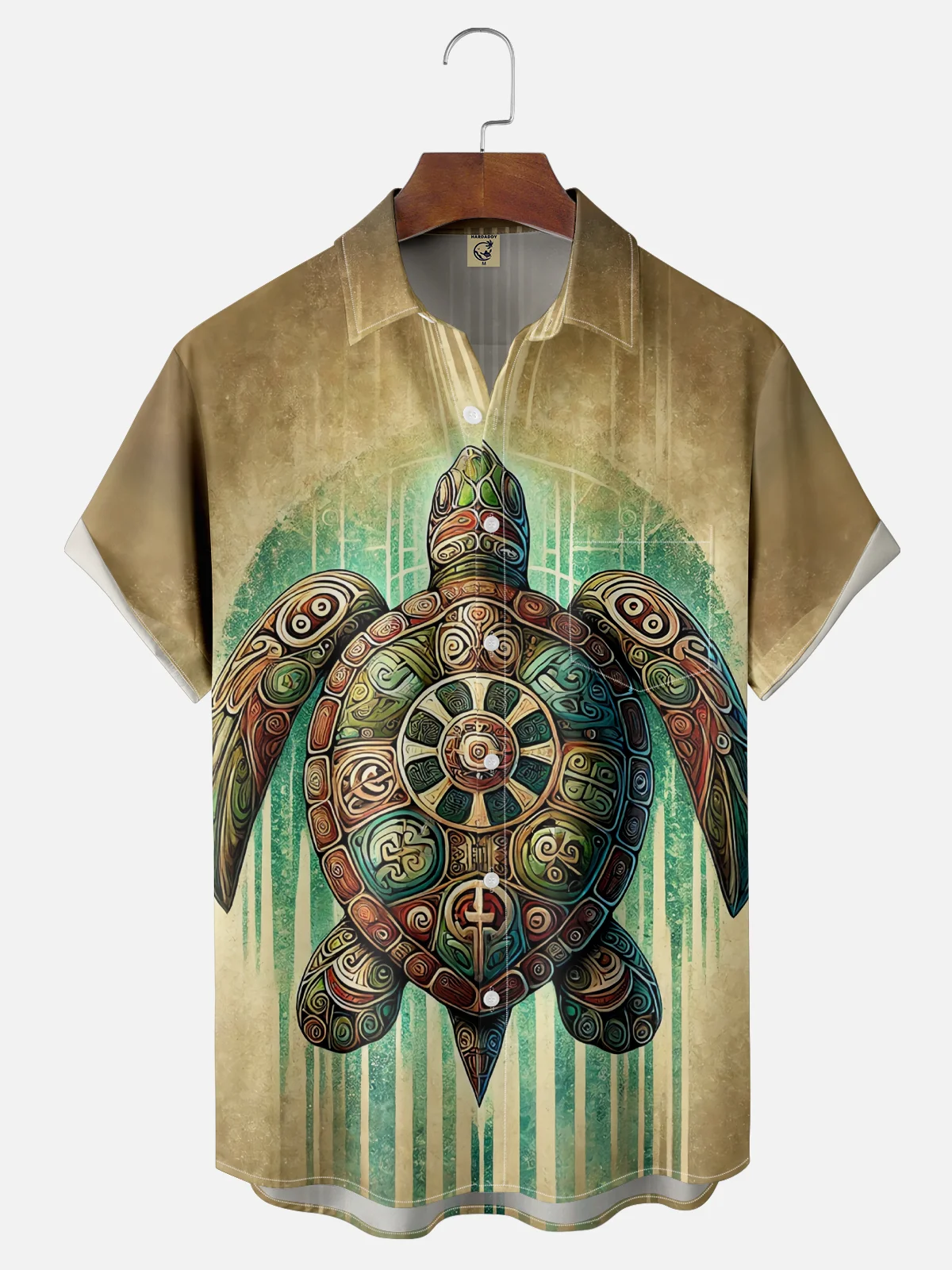 Moisture-wicking Fun Turtle Art Chest Pocket Hawaiian Shirt