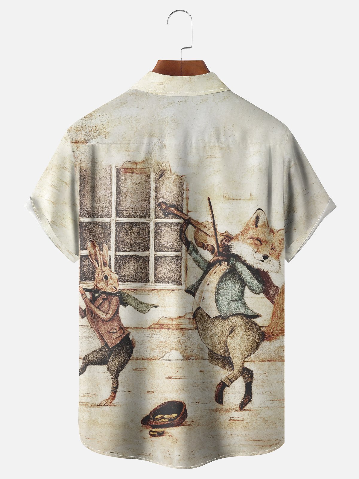 Hardaddy x Mikekoubou Moisture-wicking Funny Rabbit Fox Band Chest Pocket Hawaiian Shirt
