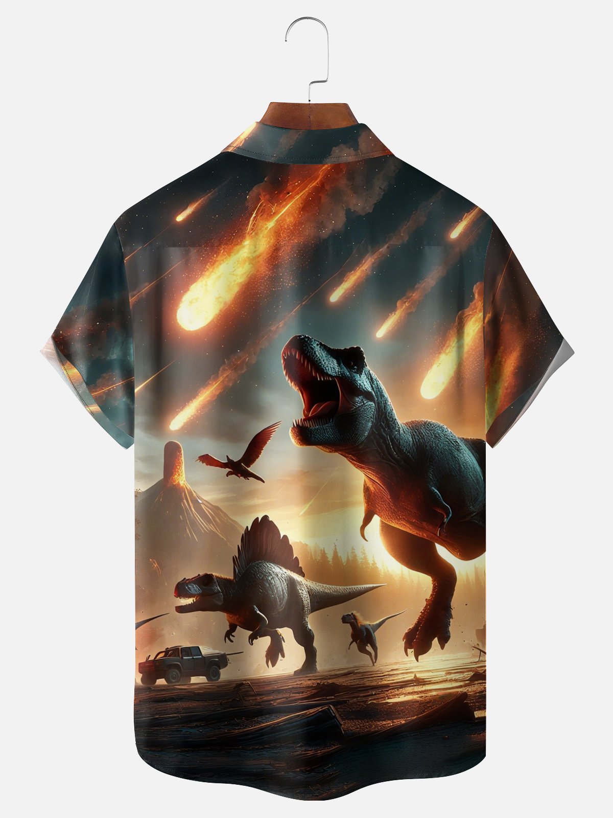 Moisture-wicking Jurassic World Dinosaur Chest Pocket Hawaiian Shirt