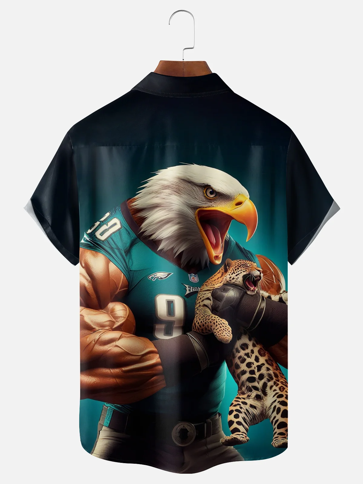 Moisture-wicking American Football Strong Eagle Art Philadelphia Chest Pocket Casual Shirt