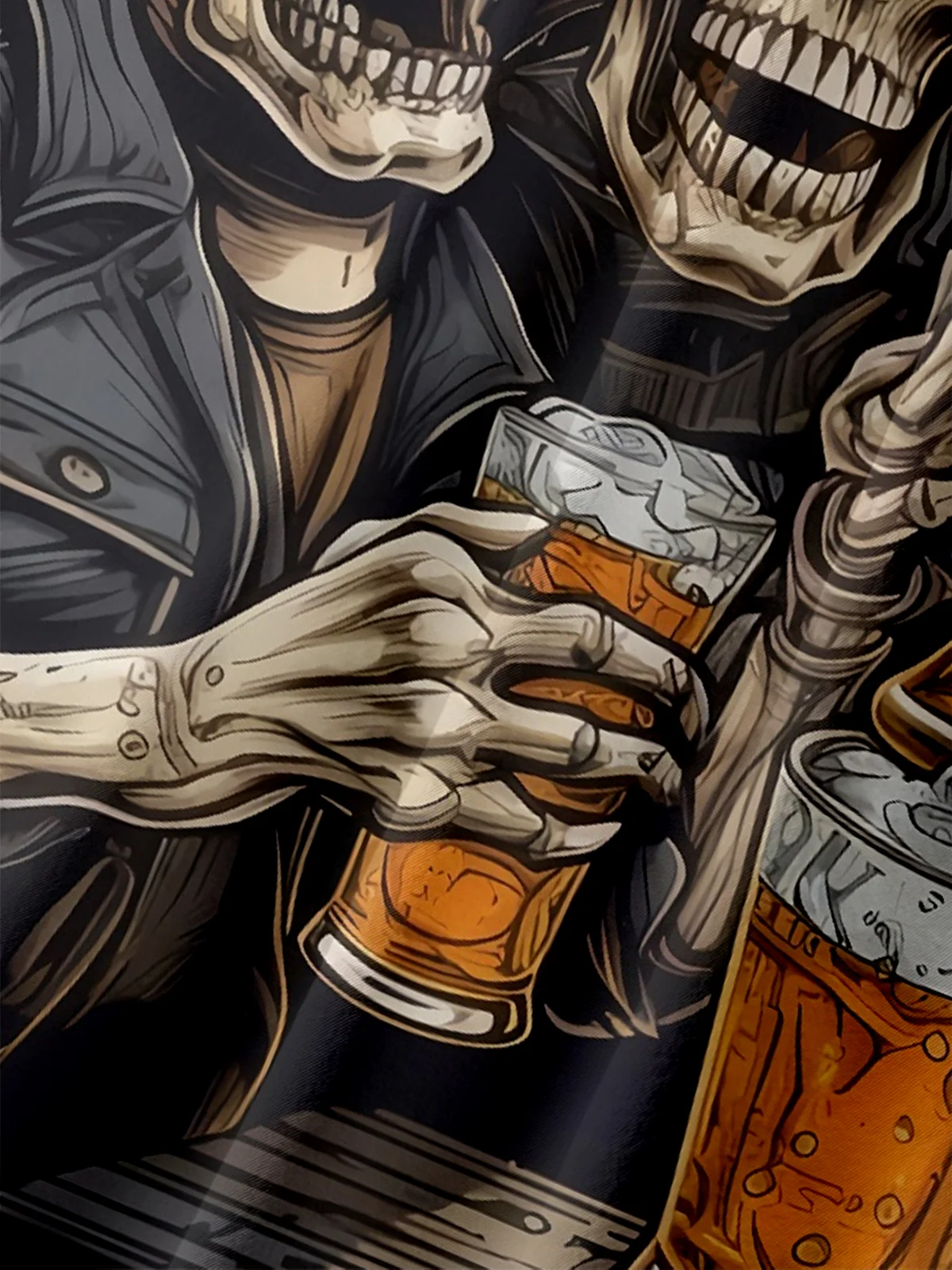 Moisture-wicking Oktoberfest Skeleton Beer Carnival Chest Pocket Casual Shirt