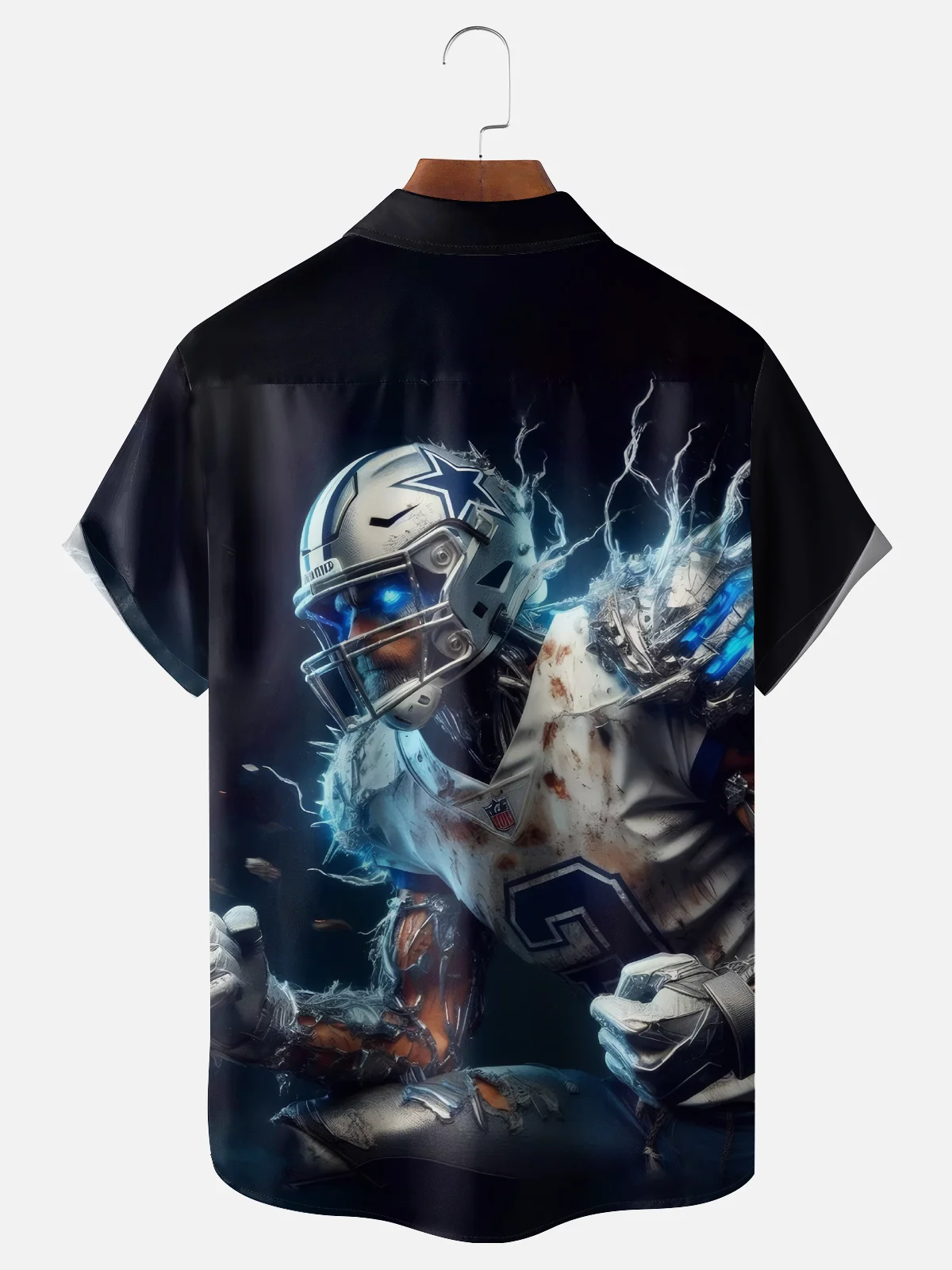 Moisture-wicking American Football Strong Cowboys Art Dallas Chest Pocket Casual Shirt
