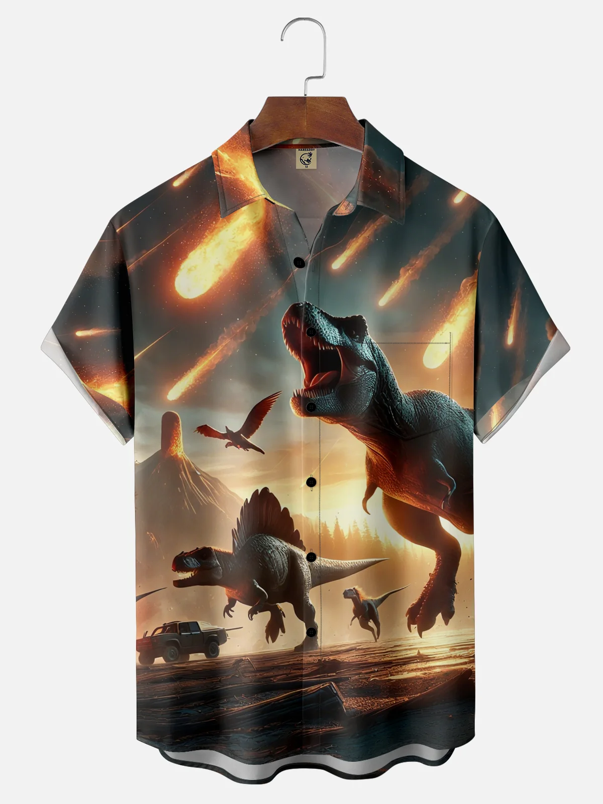 Moisture-wicking Jurassic World Dinosaur Chest Pocket Hawaiian Shirt