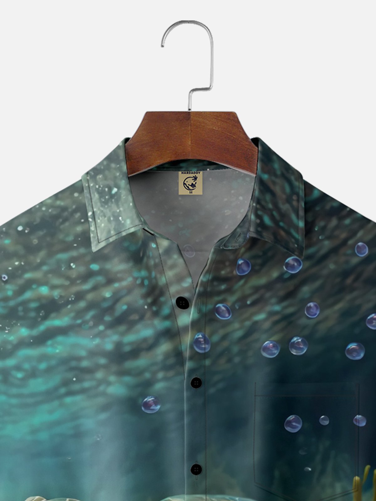 Moisture-wicking Fun Sea Turtle Ocean Art Chest Pocket Hawaiian Shirt