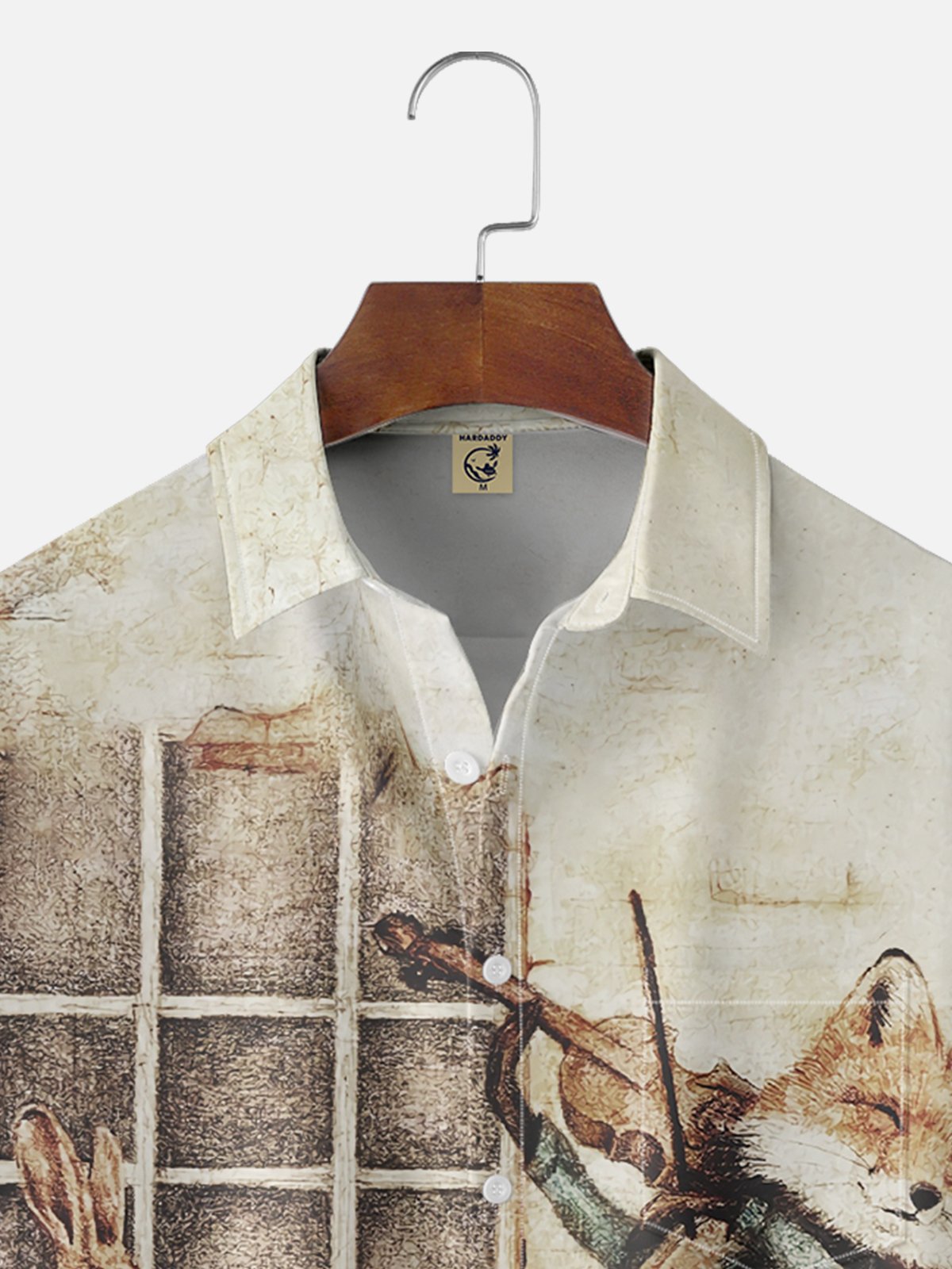 Hardaddy x Mikekoubou Moisture-wicking Funny Rabbit Fox Band Chest Pocket Hawaiian Shirt