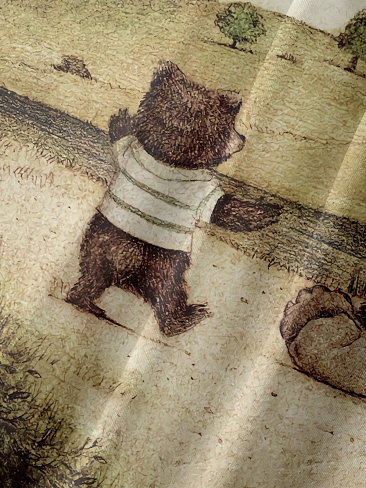 Hardaddy x Mikekoubou Moisture-wicking Funny Brown Bear Family Chest Pocket Hawaiian Shirt