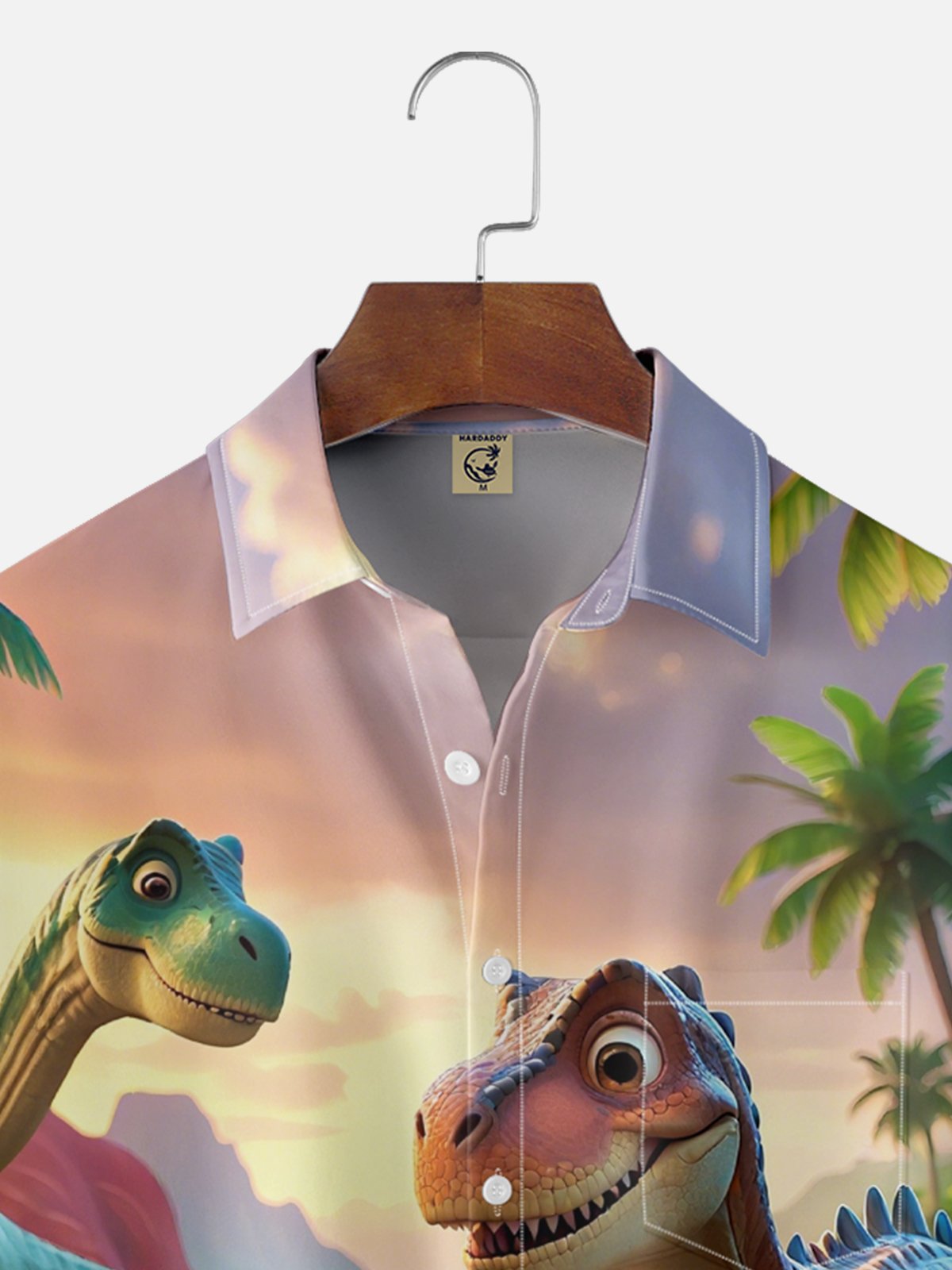 Moisture-wicking Jurassic Century Dinosaur Fun Chest Pocket Hawaiian Shirt