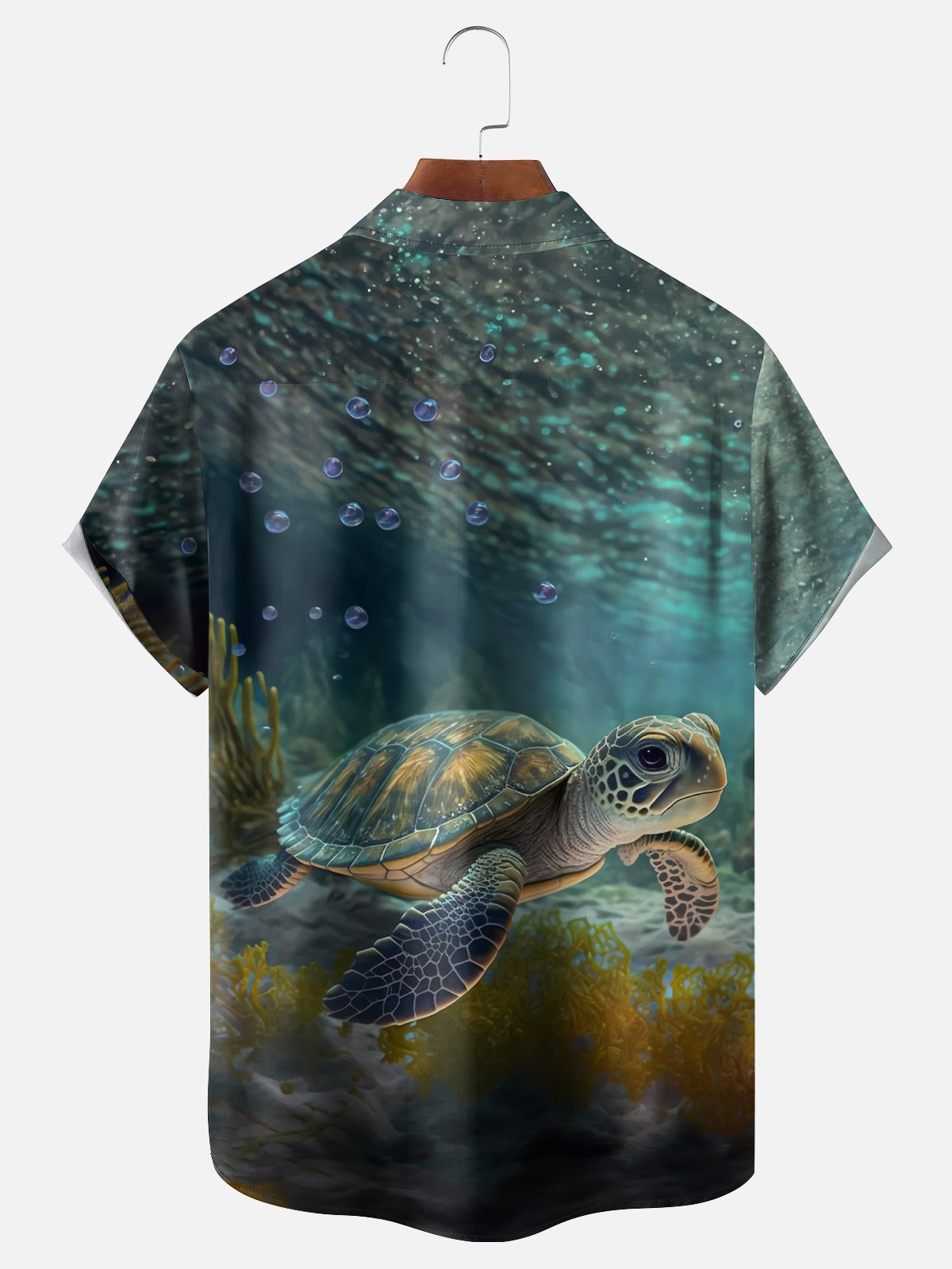 Moisture-wicking Fun Sea Turtle Ocean Art Chest Pocket Hawaiian Shirt