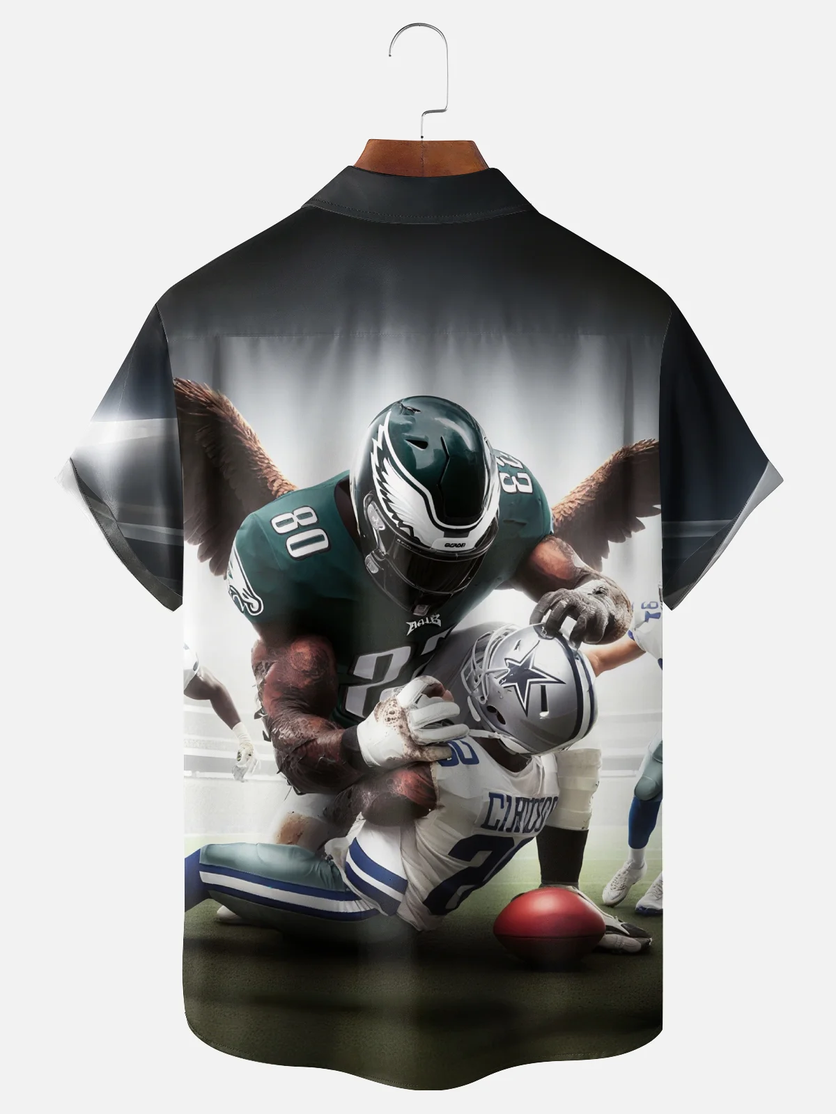 Moisture-wicking American Football Eagles Art Philadelphia Chest Pocket Casual Shirt