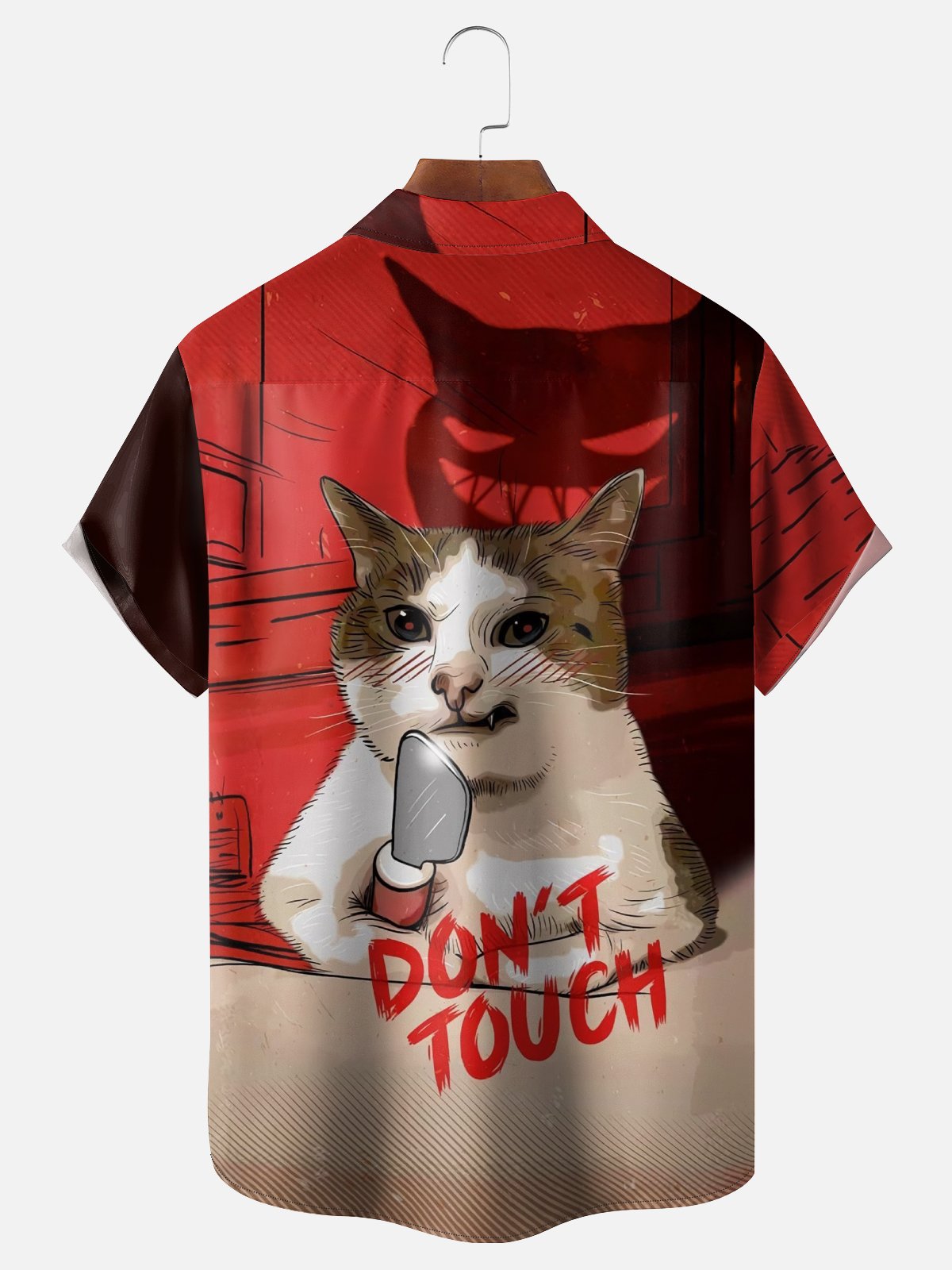 Moisture Wicking Funny Cat Chest Pocket Hawaiian Shirt