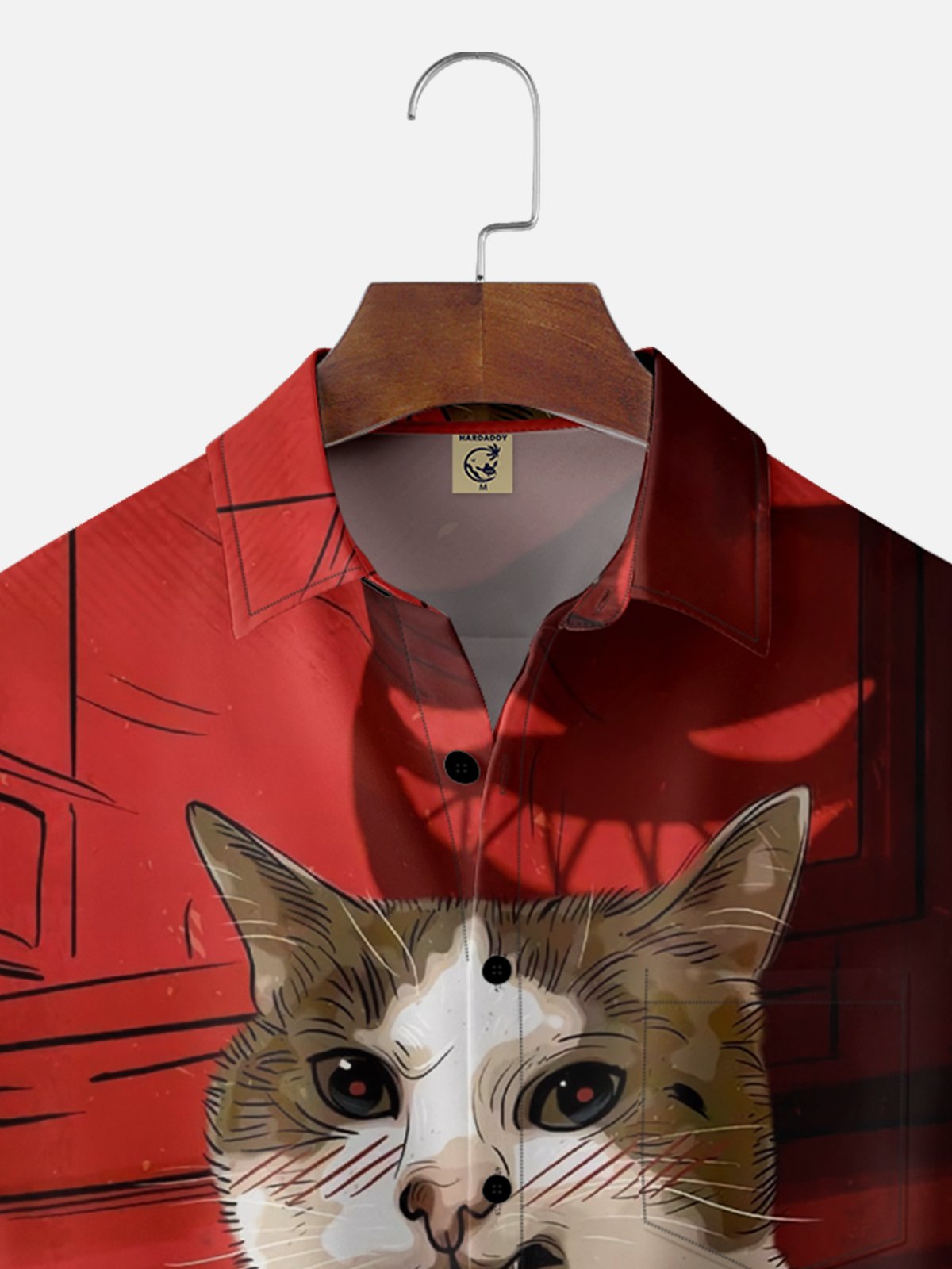 Moisture Wicking Funny Cat Chest Pocket Hawaiian Shirt