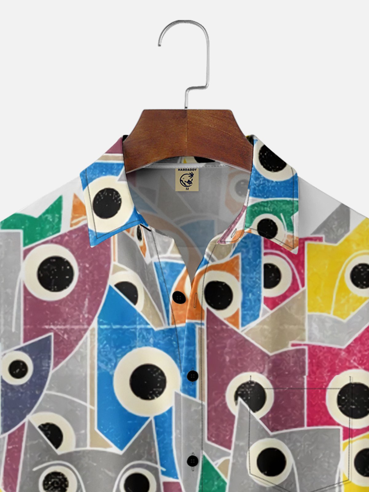 Moisture Wicking Fun Art Cat Chest Pocket Hawaiian Shirt