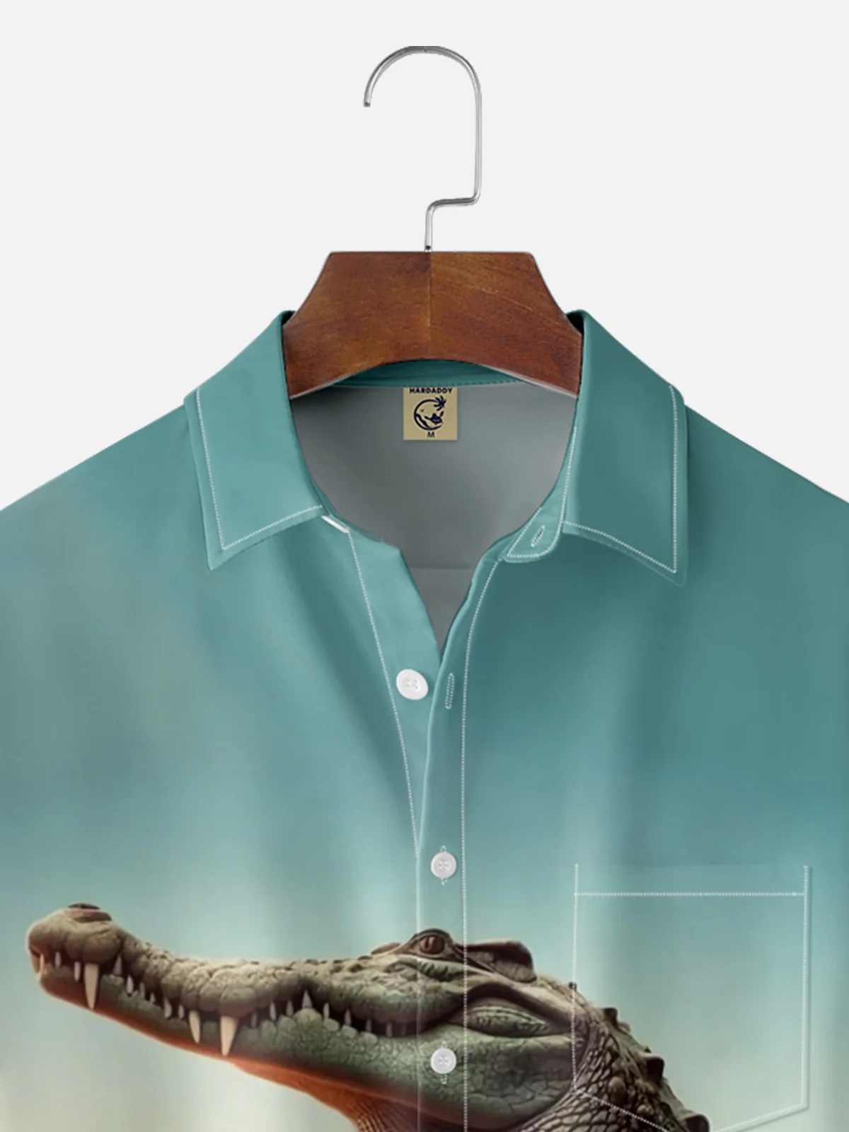 Moisture Wicking Fun Yoga Croc Chest Pocket Hawaiian Shirt