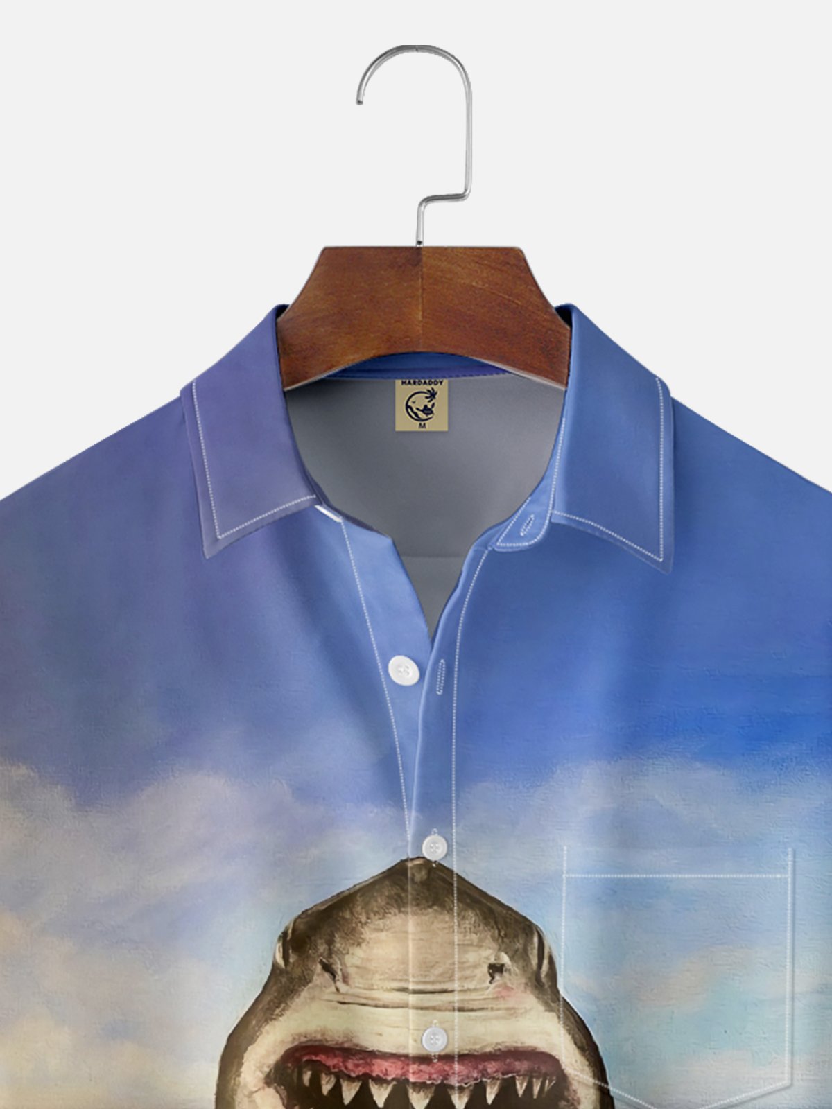 Moisture-wicking Shark Sushi Chest Pocket Hawaiian Shirt