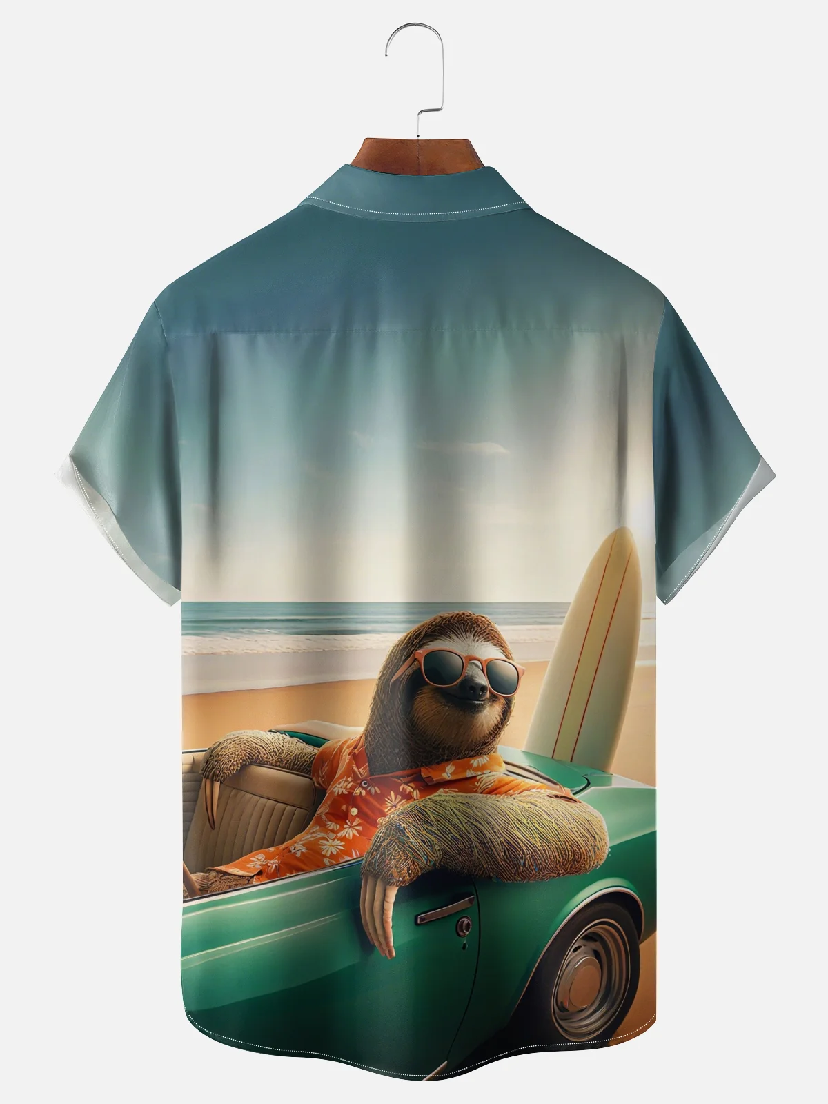 Moisture-wicking Flash Sloth Chest Pocket Hawaiian Shirt