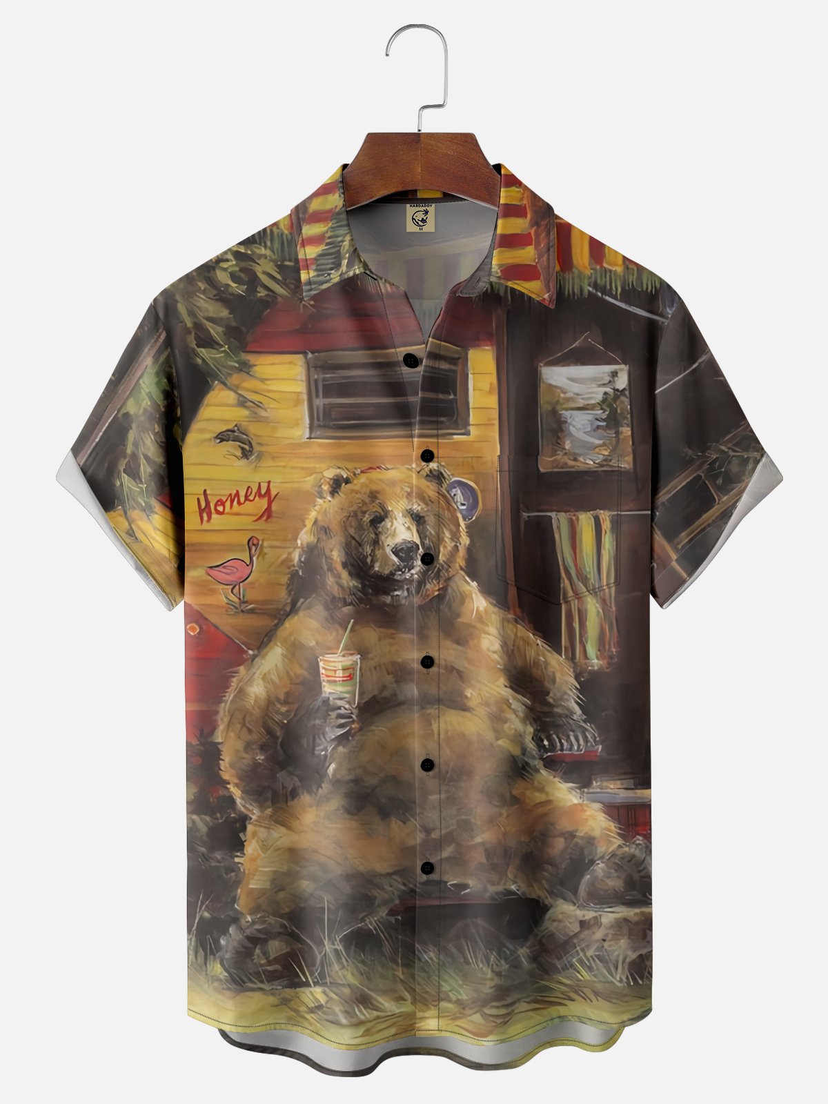 Moisture-wicking Brown Bear Chest Pocket Casual Shirt