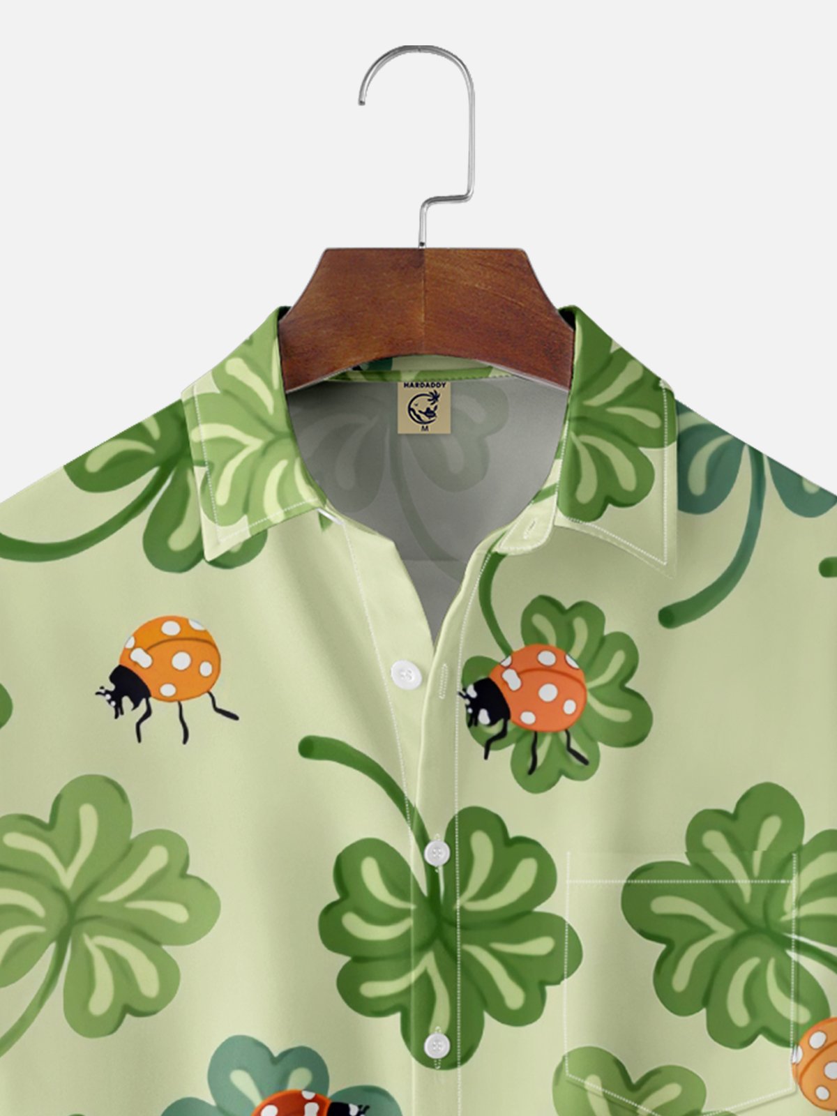 Moisture-wicking Clover Ladybug Chest Pocket Casual Shirt