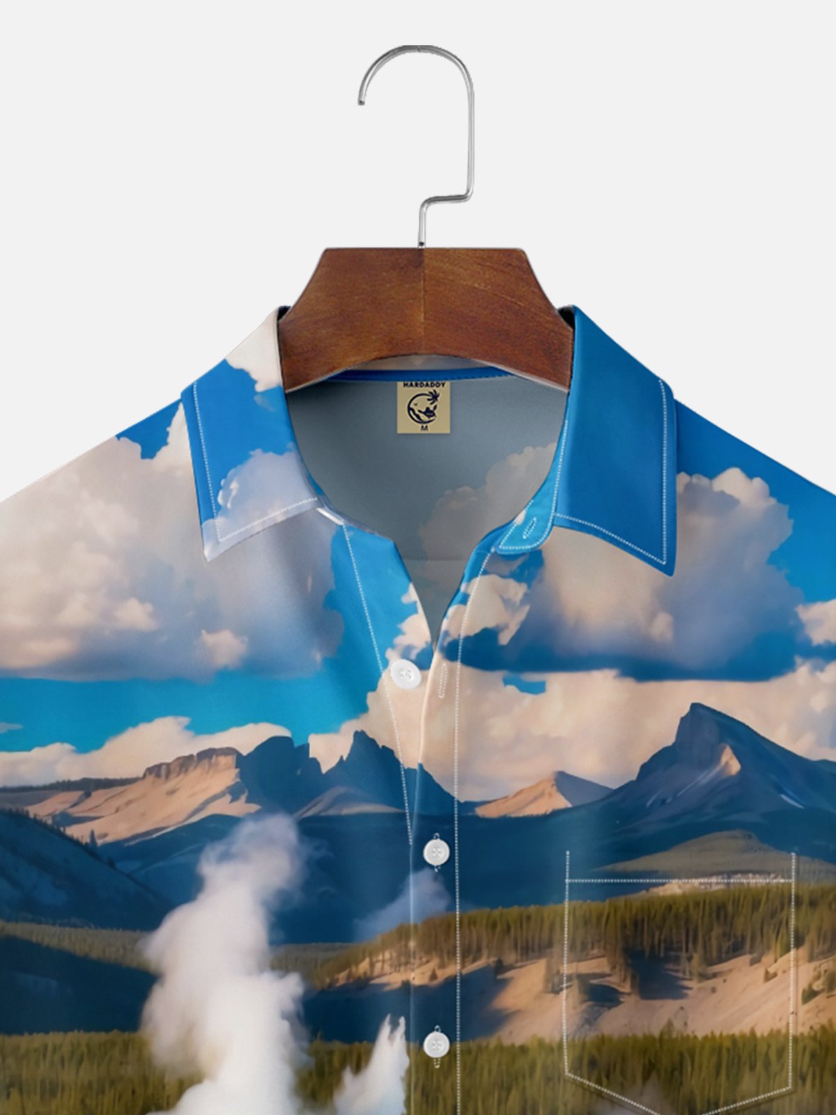 Moisture-wicking Landscape Chest Pocket Hawaiian Shirt